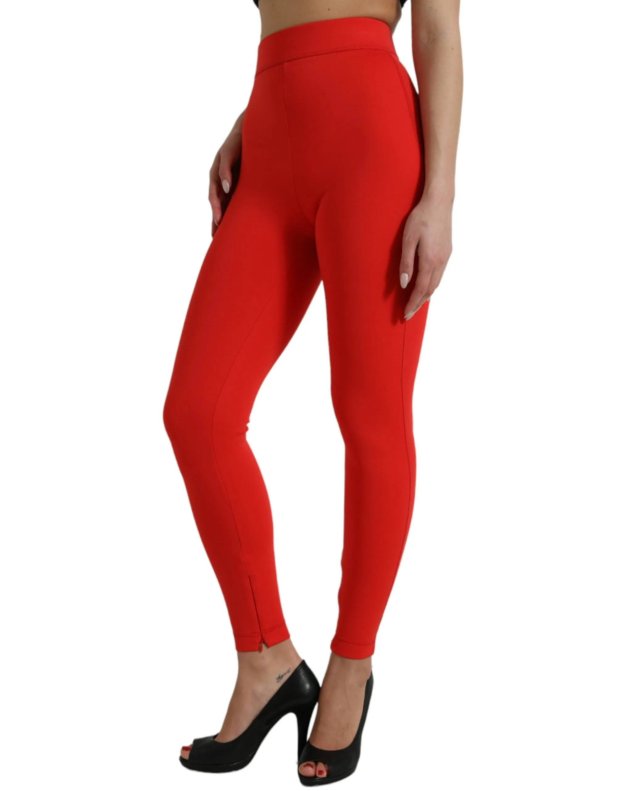 Red Nylon Stretch Slim Leggings Pants sold by Lord & Taylor product image thumbnail 2