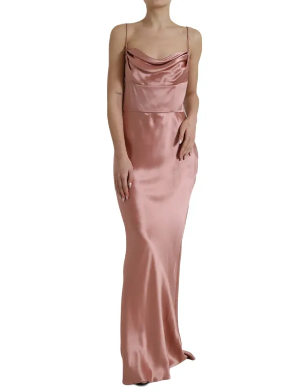 Pink Silk Spaghetti Straps Long Gown Dress sold by Lord & Taylor