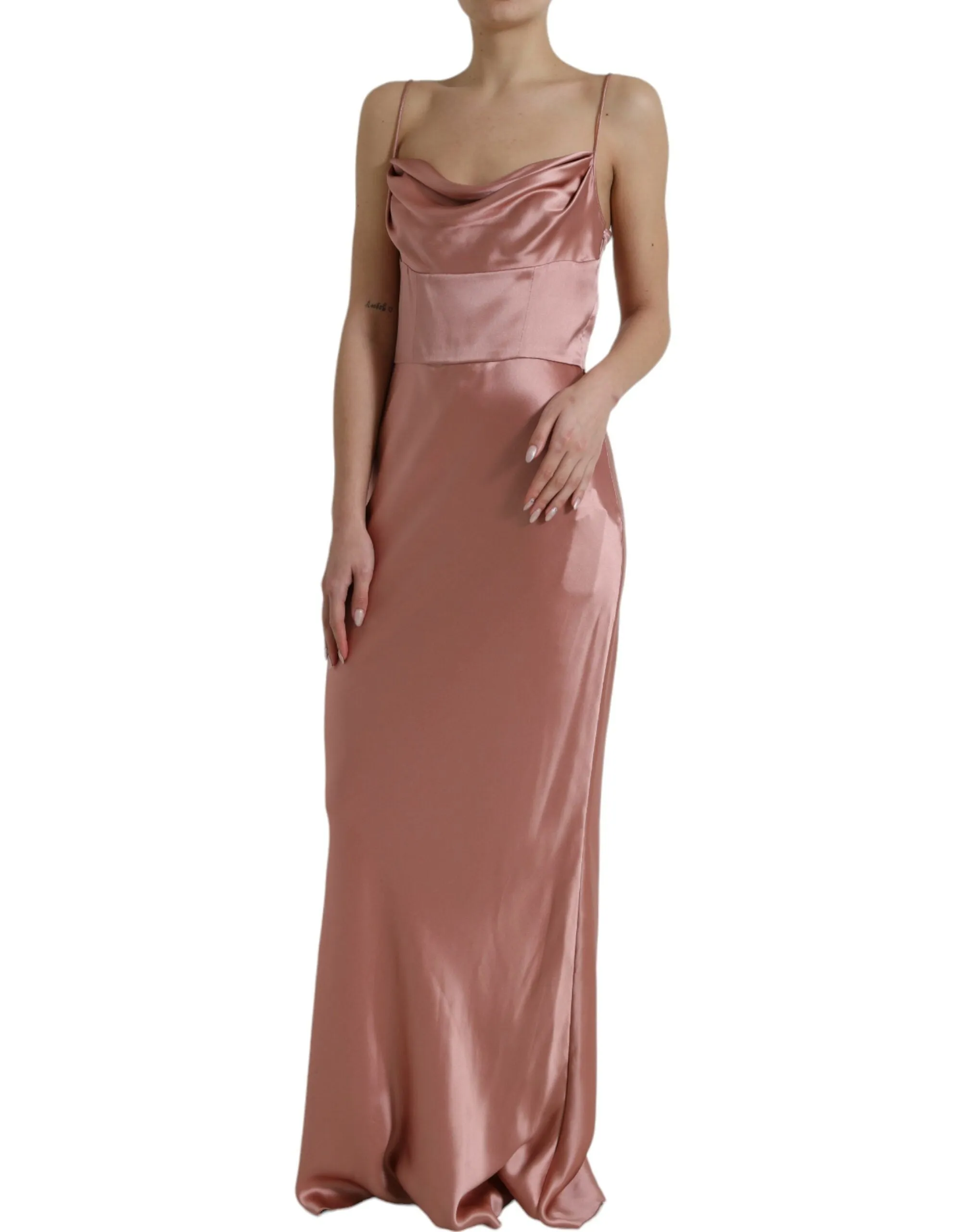 Pink Silk Spaghetti Straps Long Gown Dress sold by Lord & Taylor product image thumbnail 2