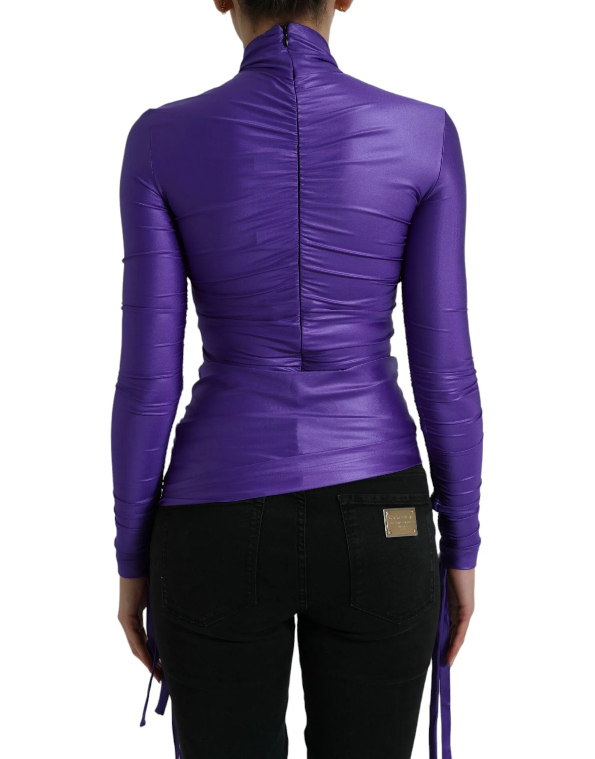 Purple Nylon Stretch Slim Long Sleeves Top sold by Lord & Taylor product image thumbnail 4