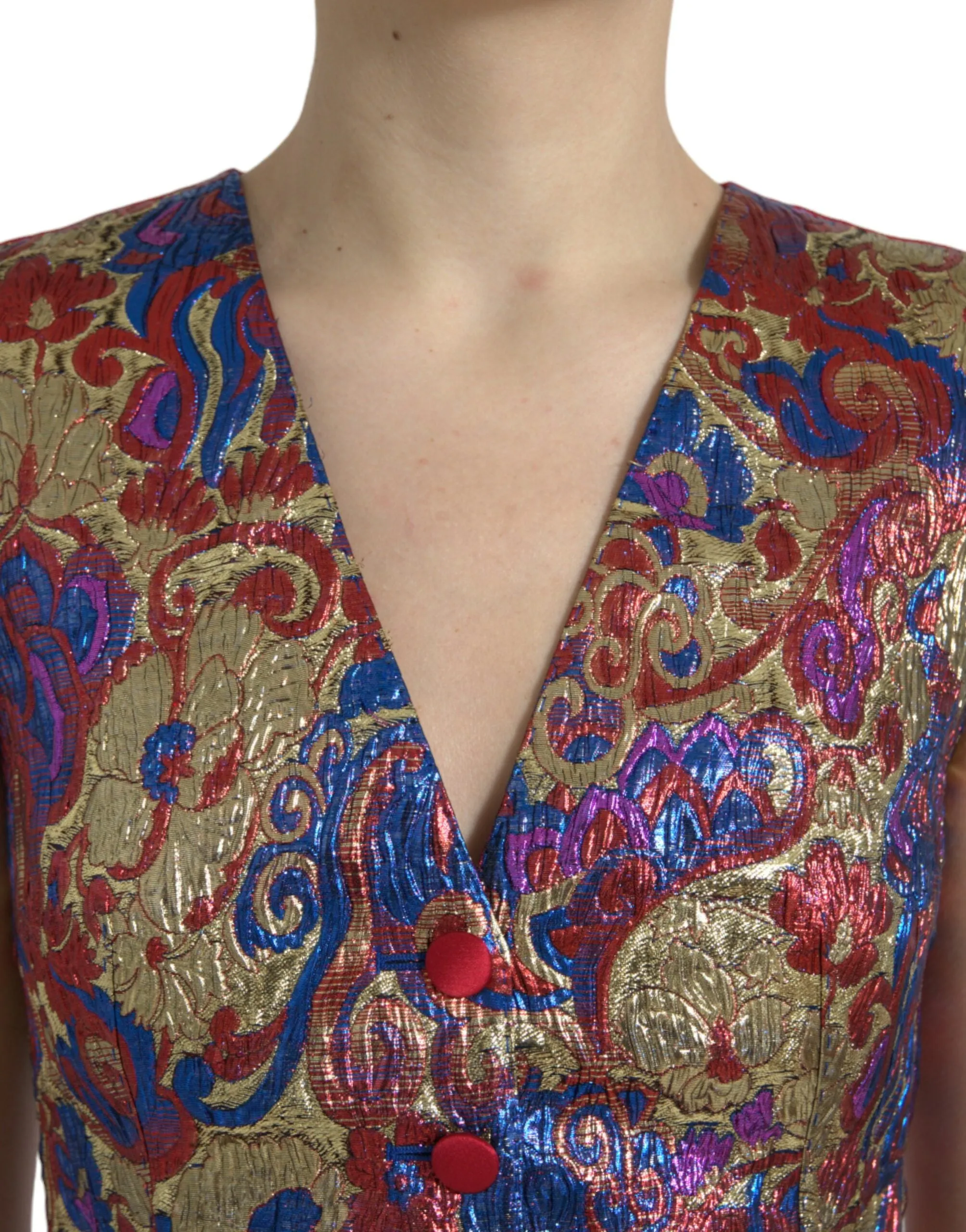 Multicolor Jacquard Button Waistcoat Vest Top sold by Lord & Taylor product image thumbnail 4