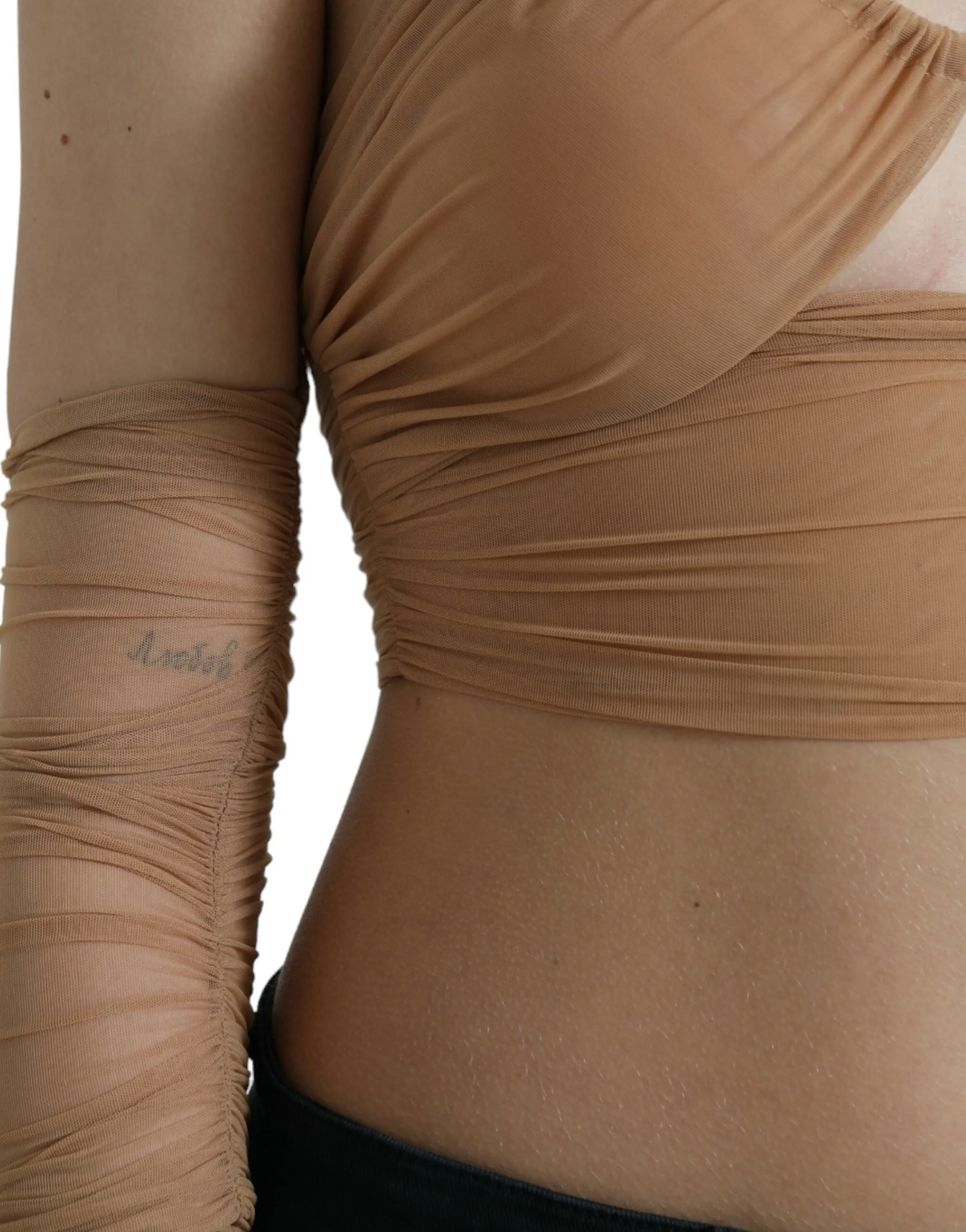 Brown Nylon Stretch Open Shoulder Cropped Top sold by Lord & Taylor product image thumbnail 5