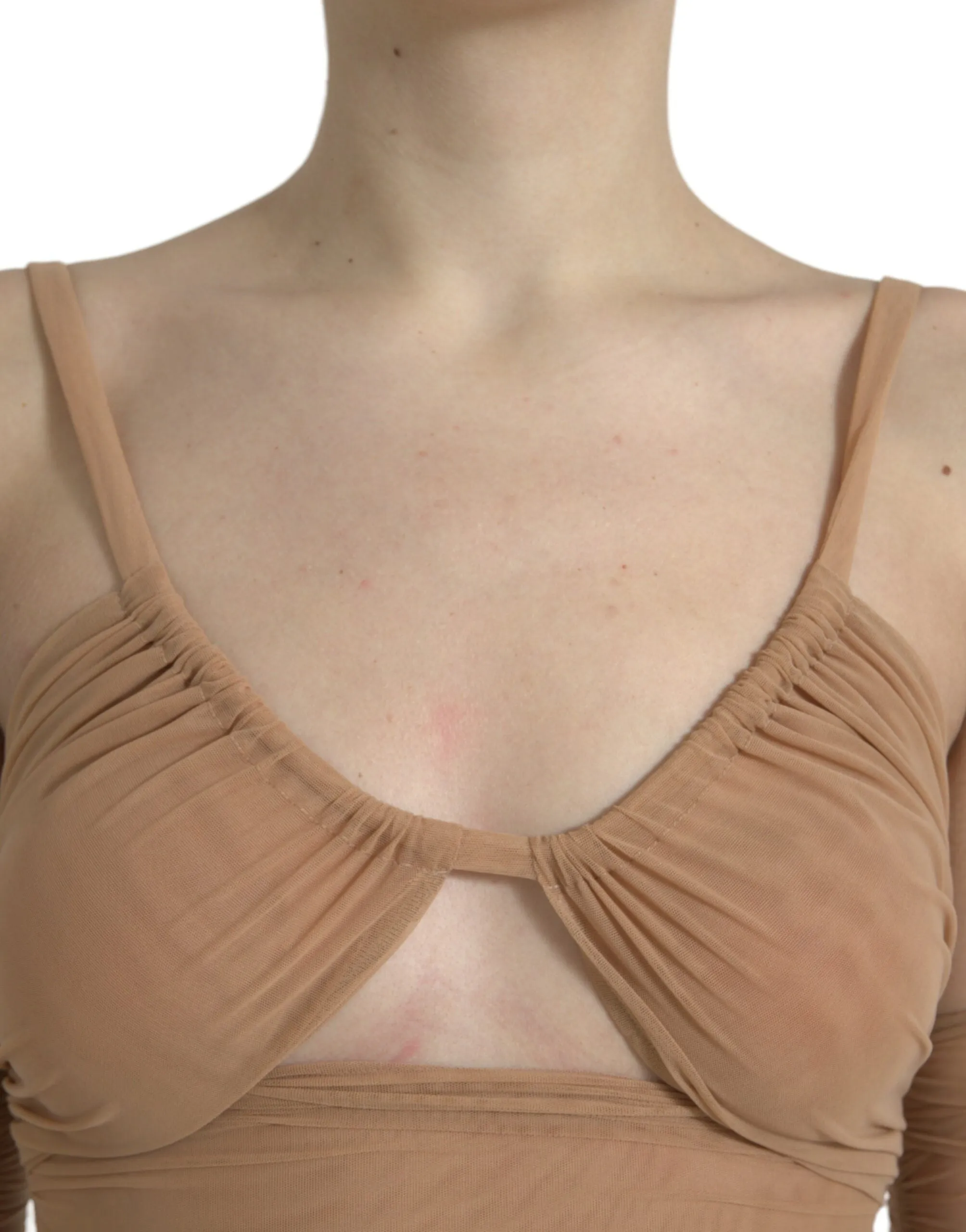 Brown Nylon Stretch Open Shoulder Cropped Top sold by Lord & Taylor product image thumbnail 4