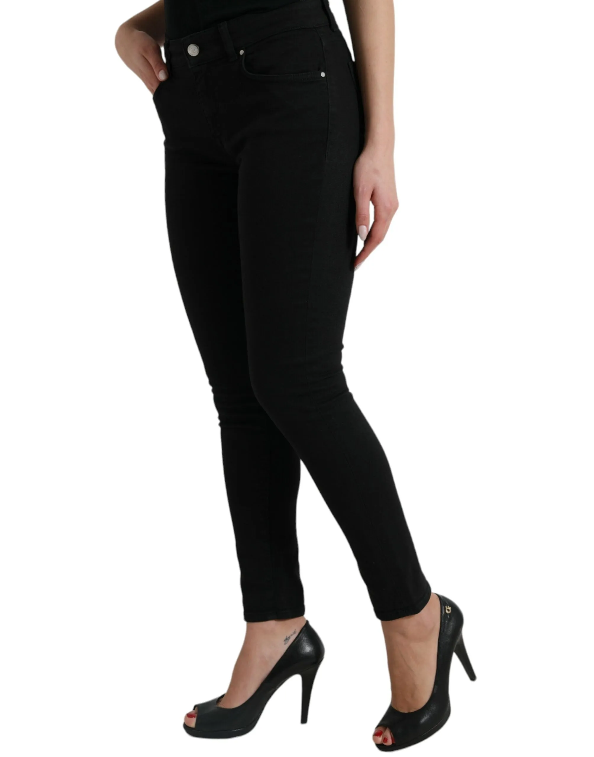 Black Cotton Mid Waist Skinny Denim Jeans sold by Lord & Taylor product image thumbnail 2