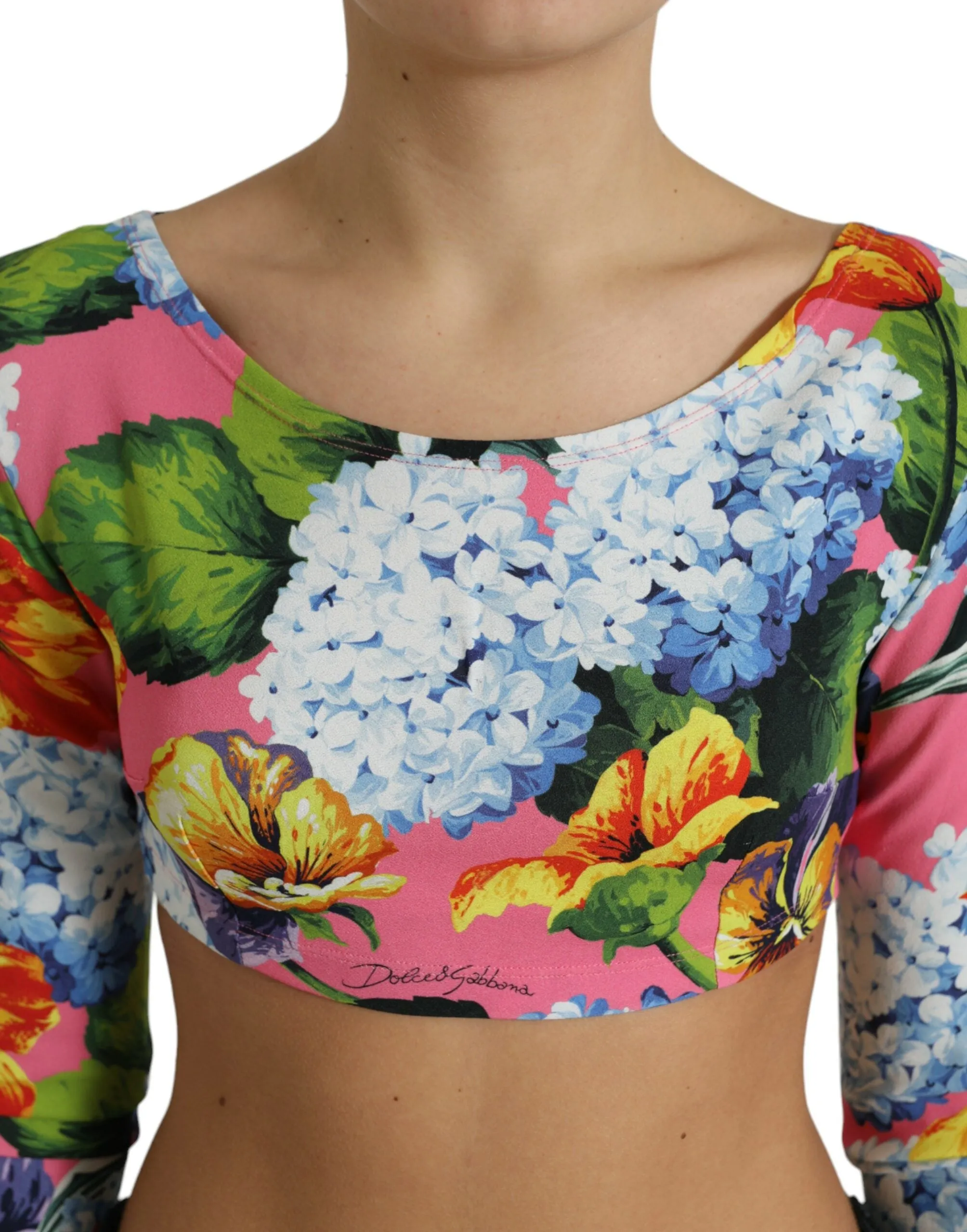 Multicolor Floral Long Sleeves Cropped Top sold by Lord & Taylor product image thumbnail 4
