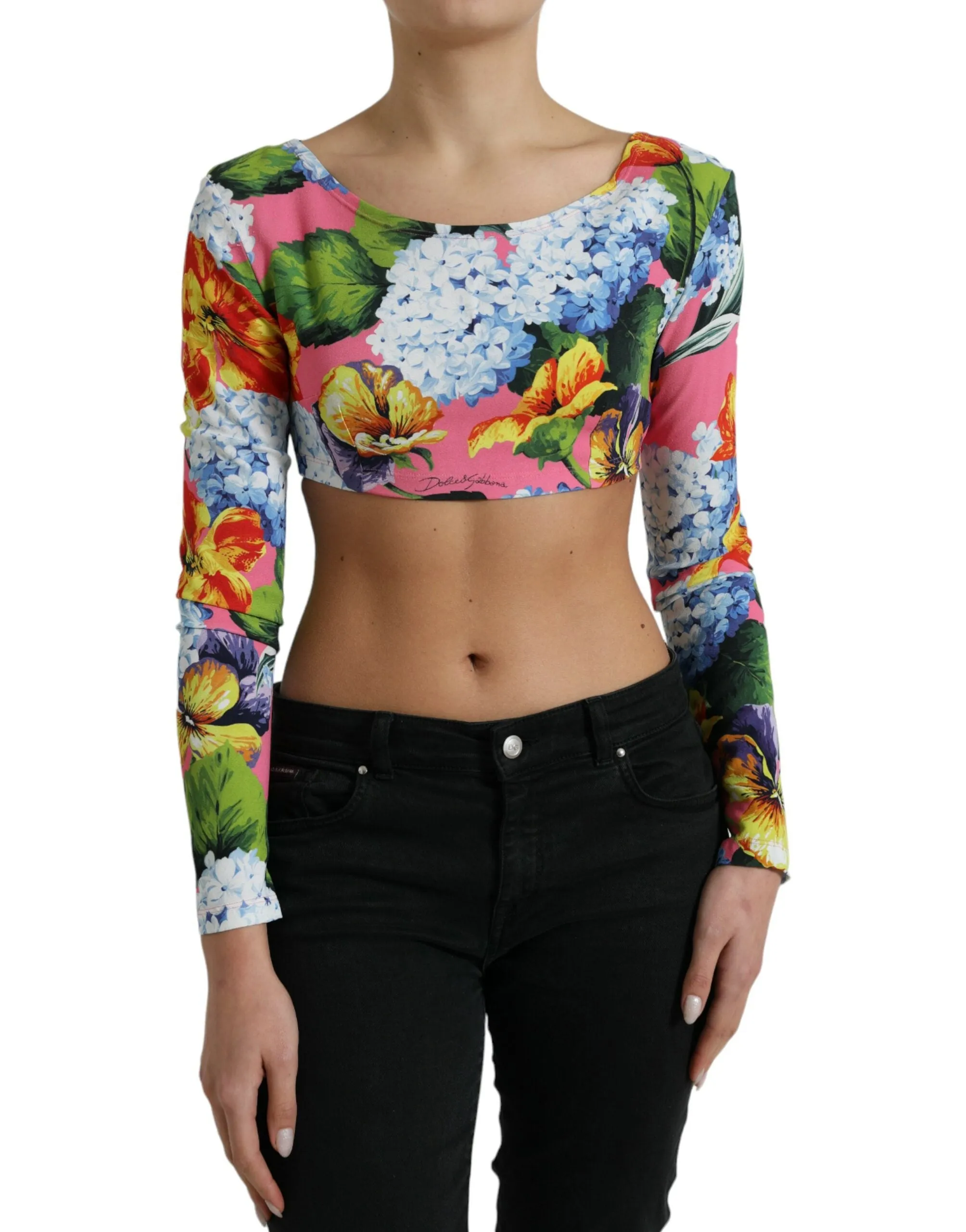 Multicolor Floral Long Sleeves Cropped Top sold by Lord & Taylor