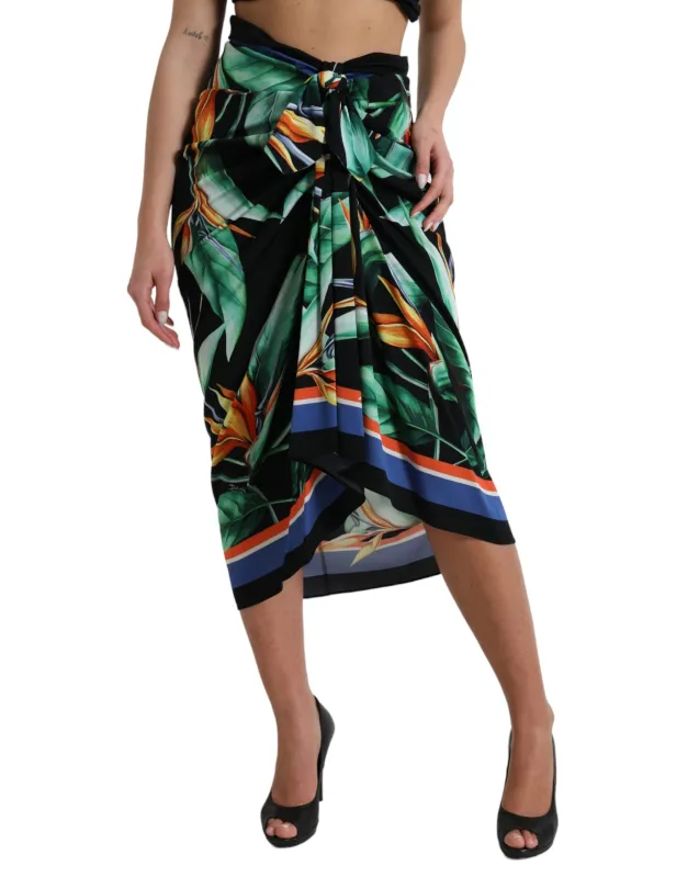 Black Strelitzia High Waist Wrap Midi Skirt sold by Lord & Taylor