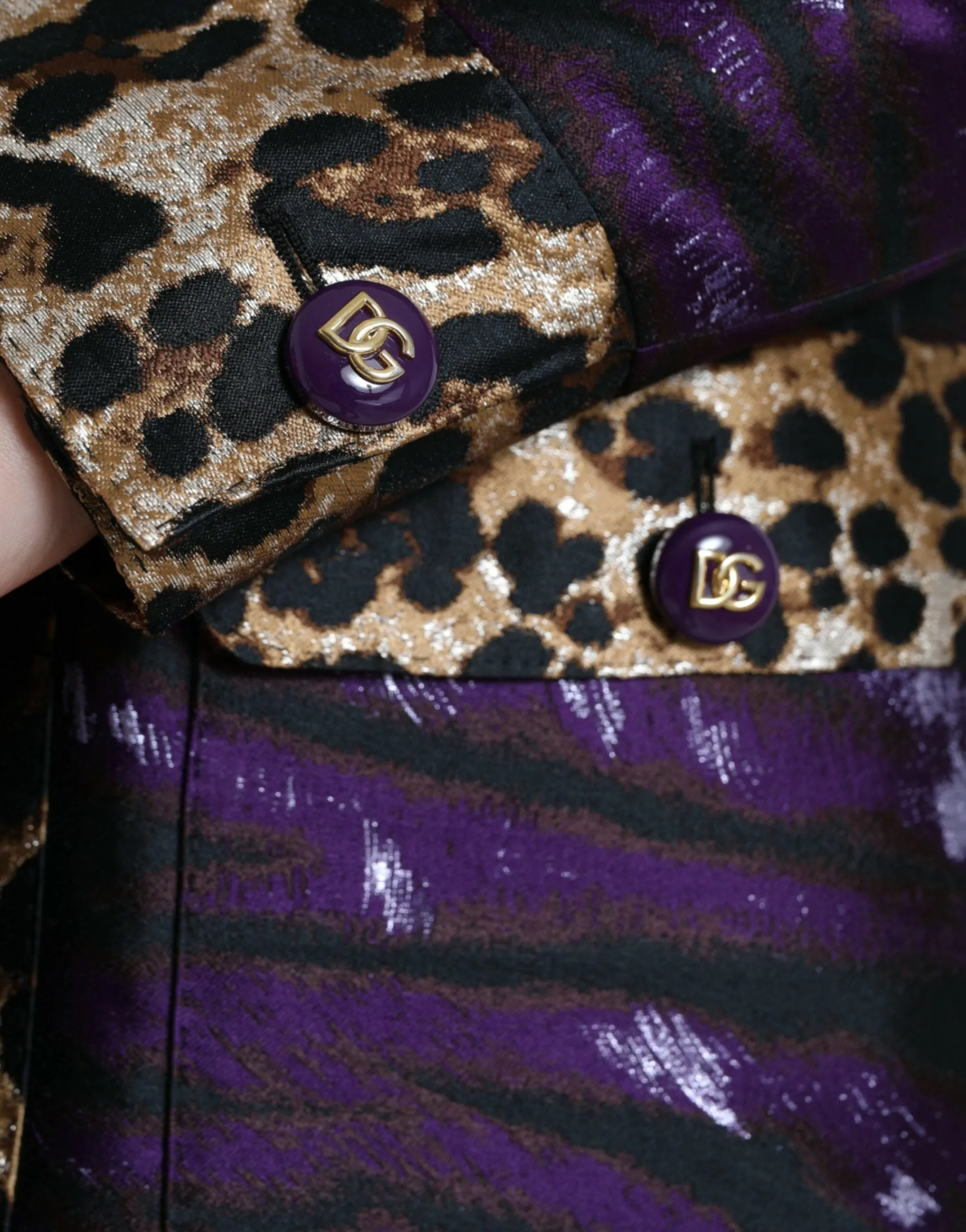 Purple Lamé Jacquard Tiger Print Coat Jacket sold by Lord & Taylor product image thumbnail 5
