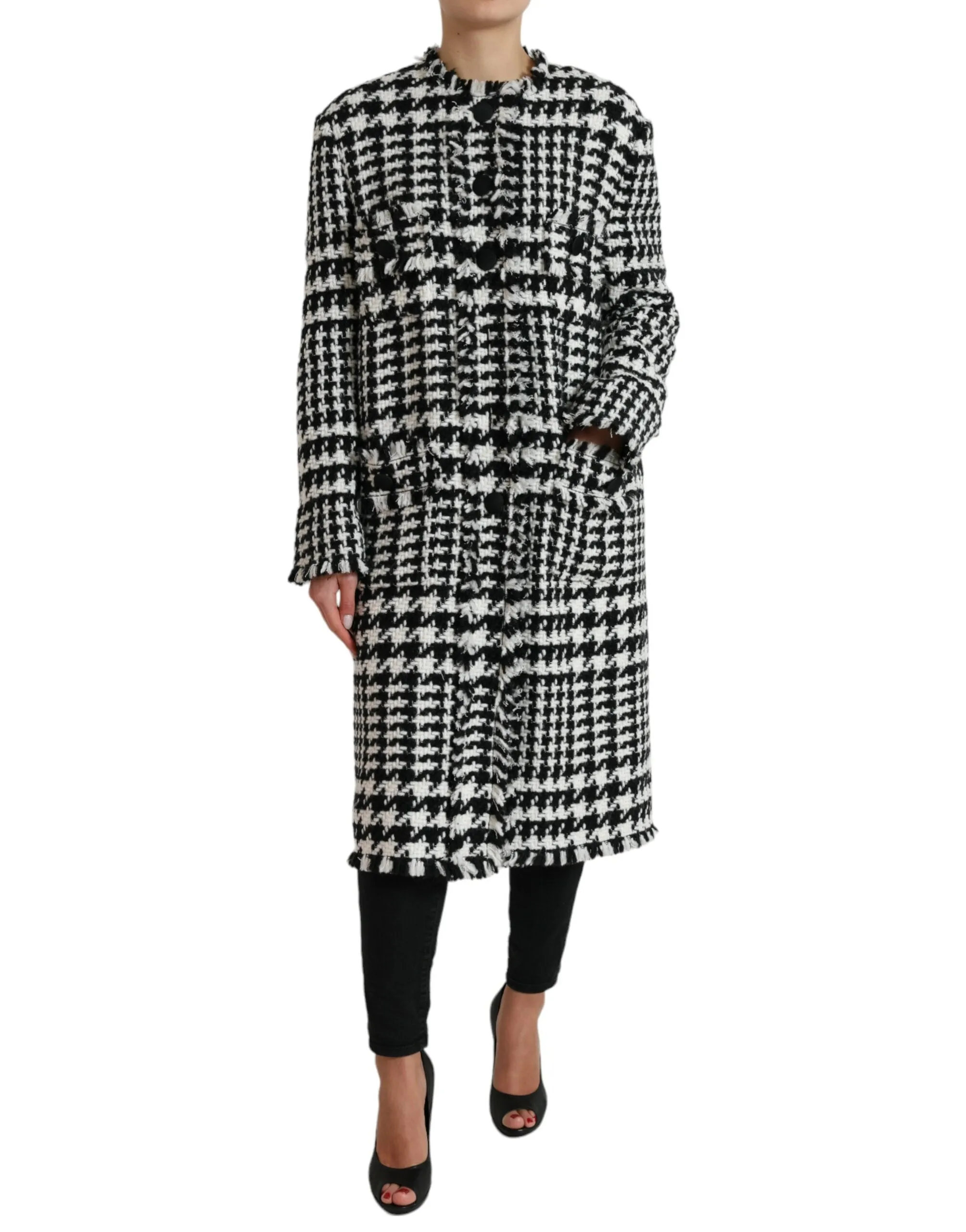 Black White Houndstooth Trench Coat Jacket sold by Lord & Taylor