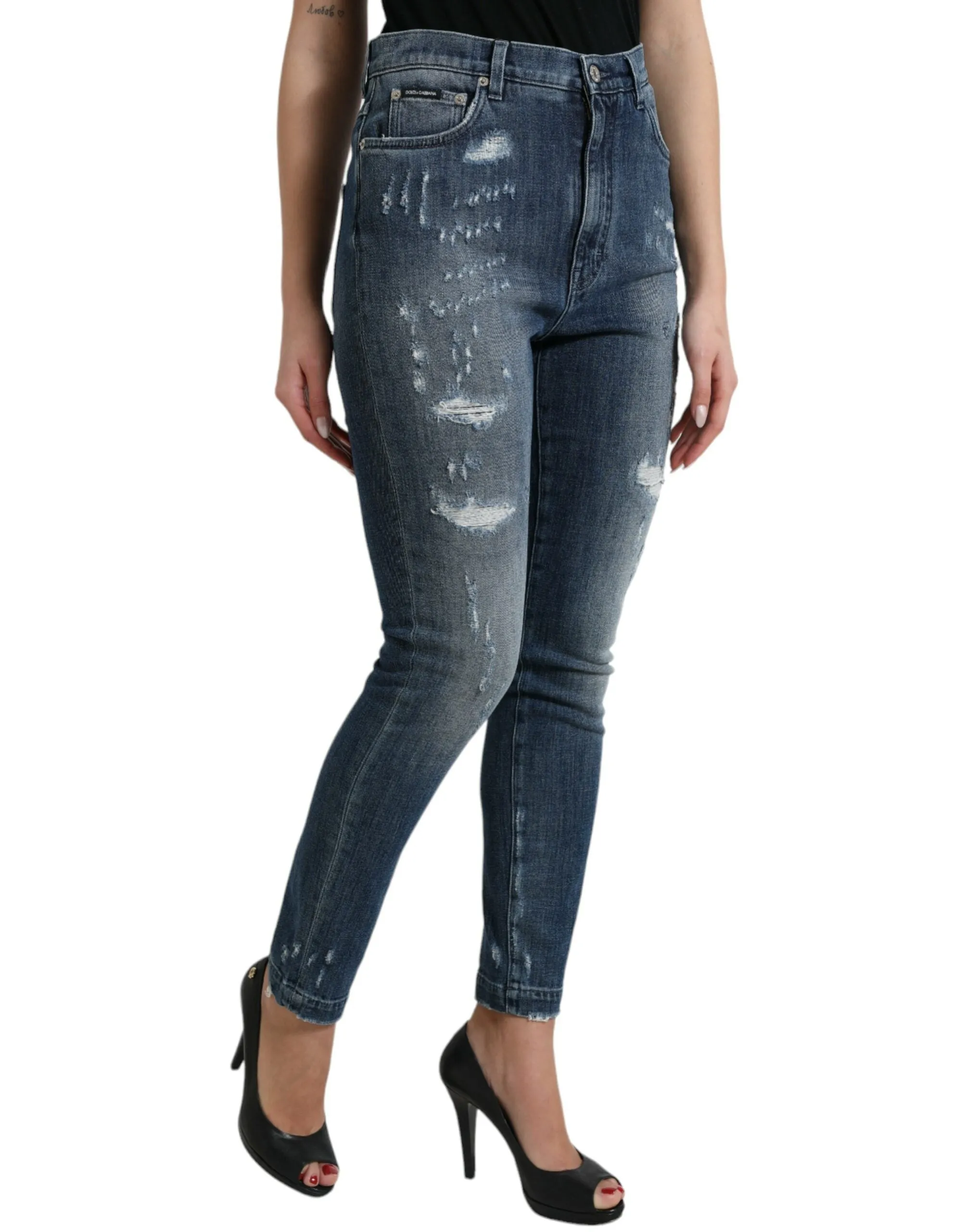 Dark Blue Distressed GRACE Skinny Denim Jeans sold by Lord & Taylor product image thumbnail 2