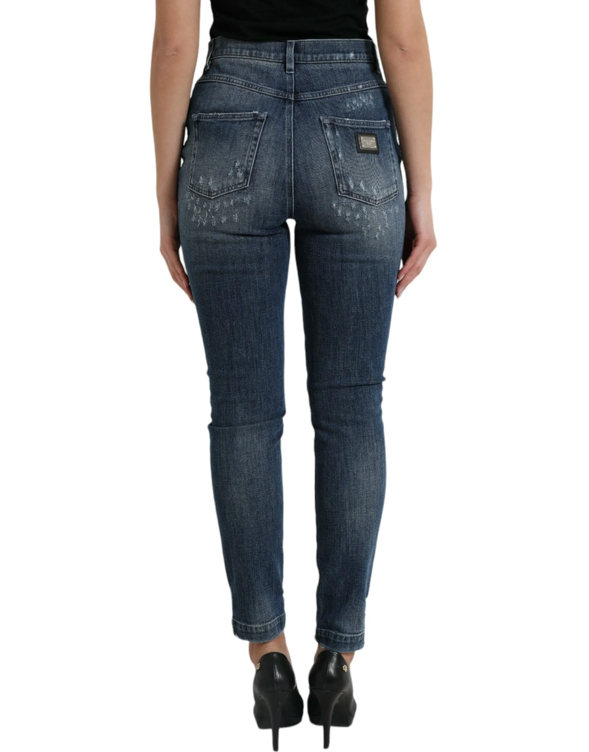 Dark Blue Distressed GRACE Skinny Denim Jeans sold by Lord & Taylor product image thumbnail 3