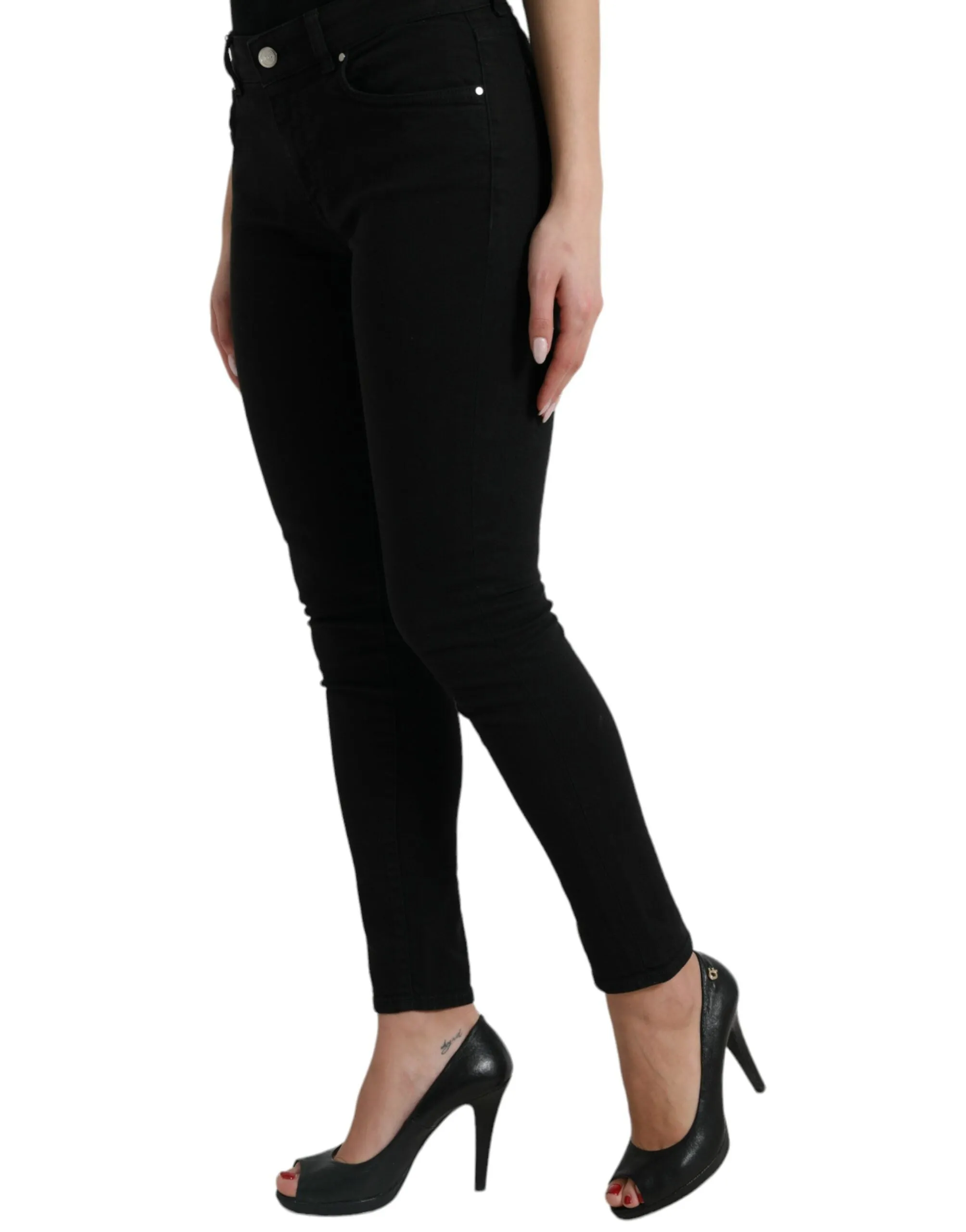 Black Cotton Mid Waist Skinny Denim Jeans sold by Lord & Taylor product image thumbnail 2