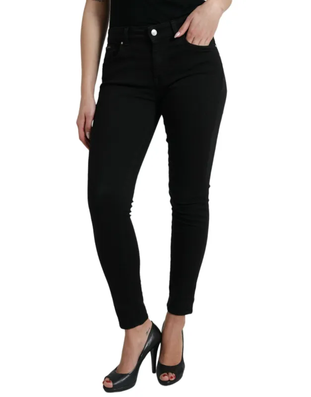 Black Cotton Mid Waist Skinny Denim Jeans sold by Lord & Taylor