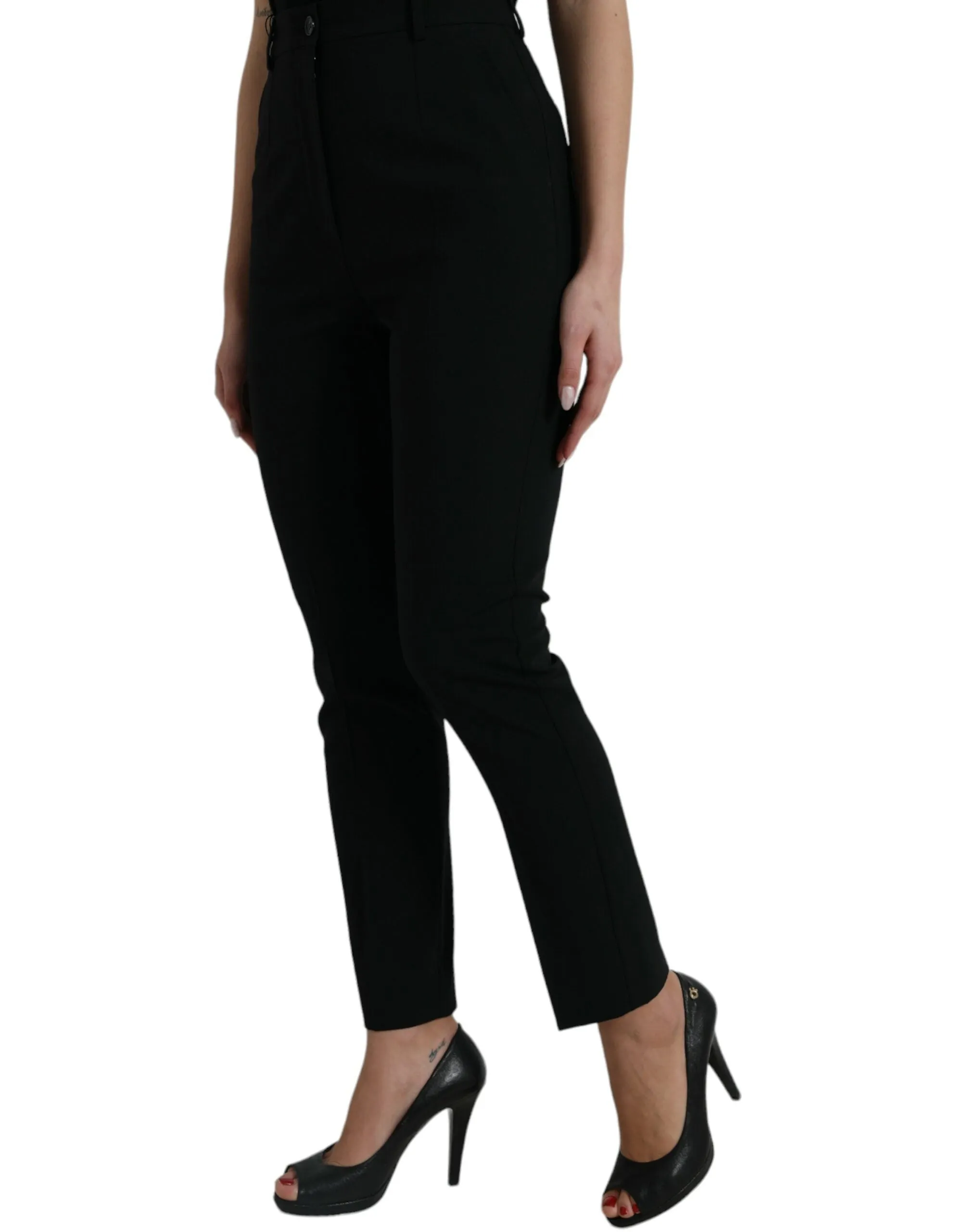 Black Wool High Waist Tapered Pants sold by Lord & Taylor product image thumbnail 2