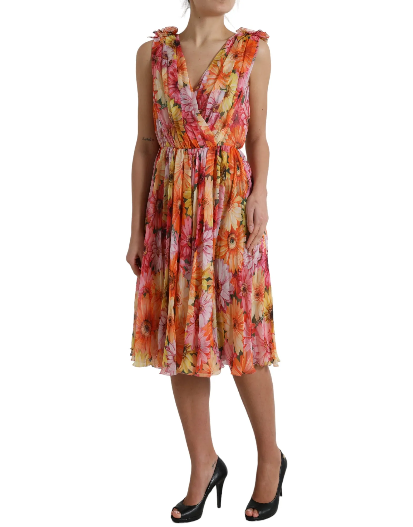 Multicolor Sunflower Print Silk Midi Dress sold by Lord & Taylor product image thumbnail 2