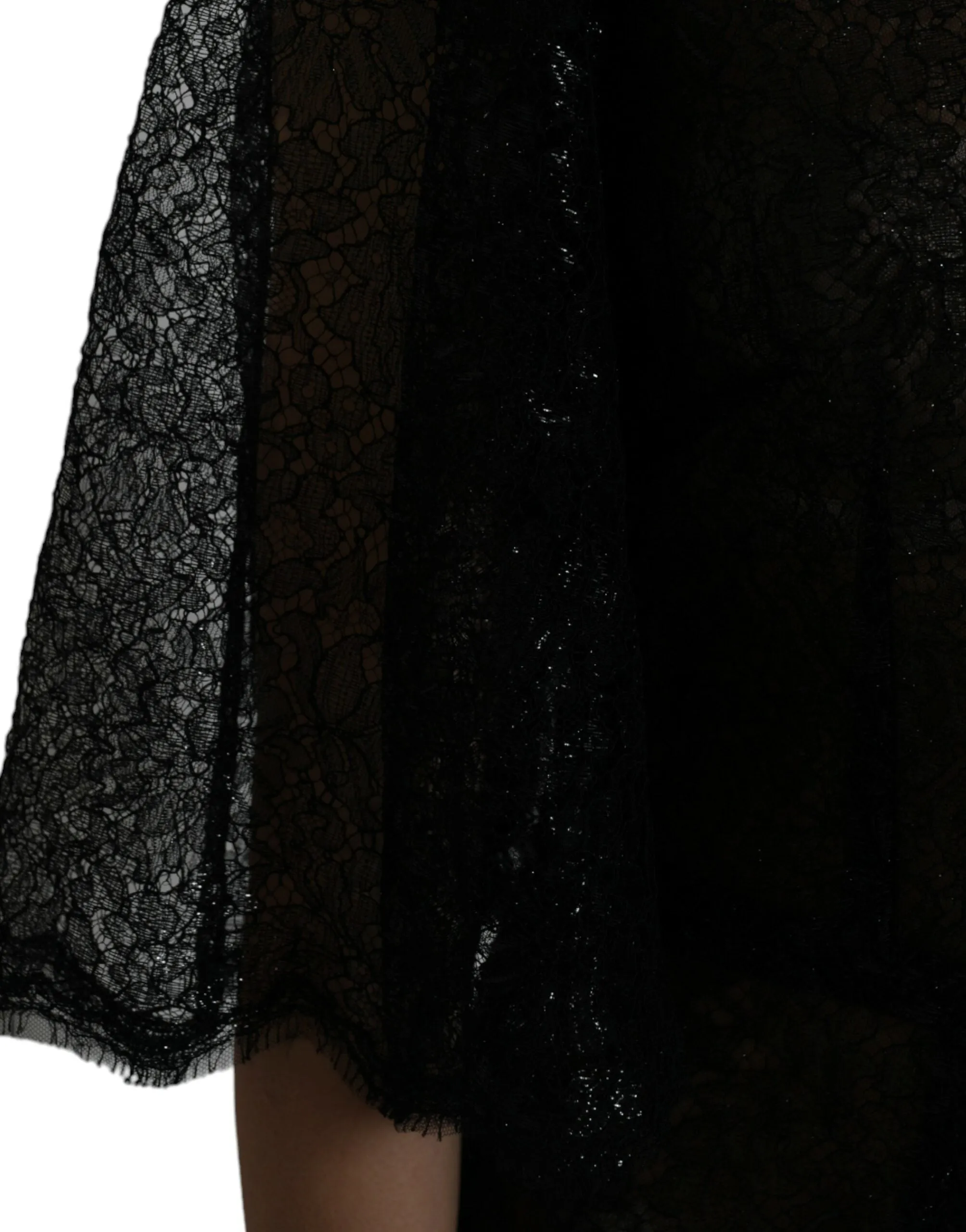 Black Floral Lace Sheer A-line Midi Dress sold by Lord & Taylor product image thumbnail 5