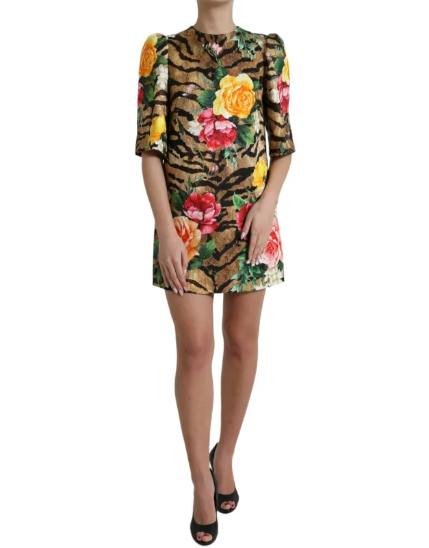 Multicolor Tiger Floral Print Shift Mini Dress sold by Lord & Taylor
