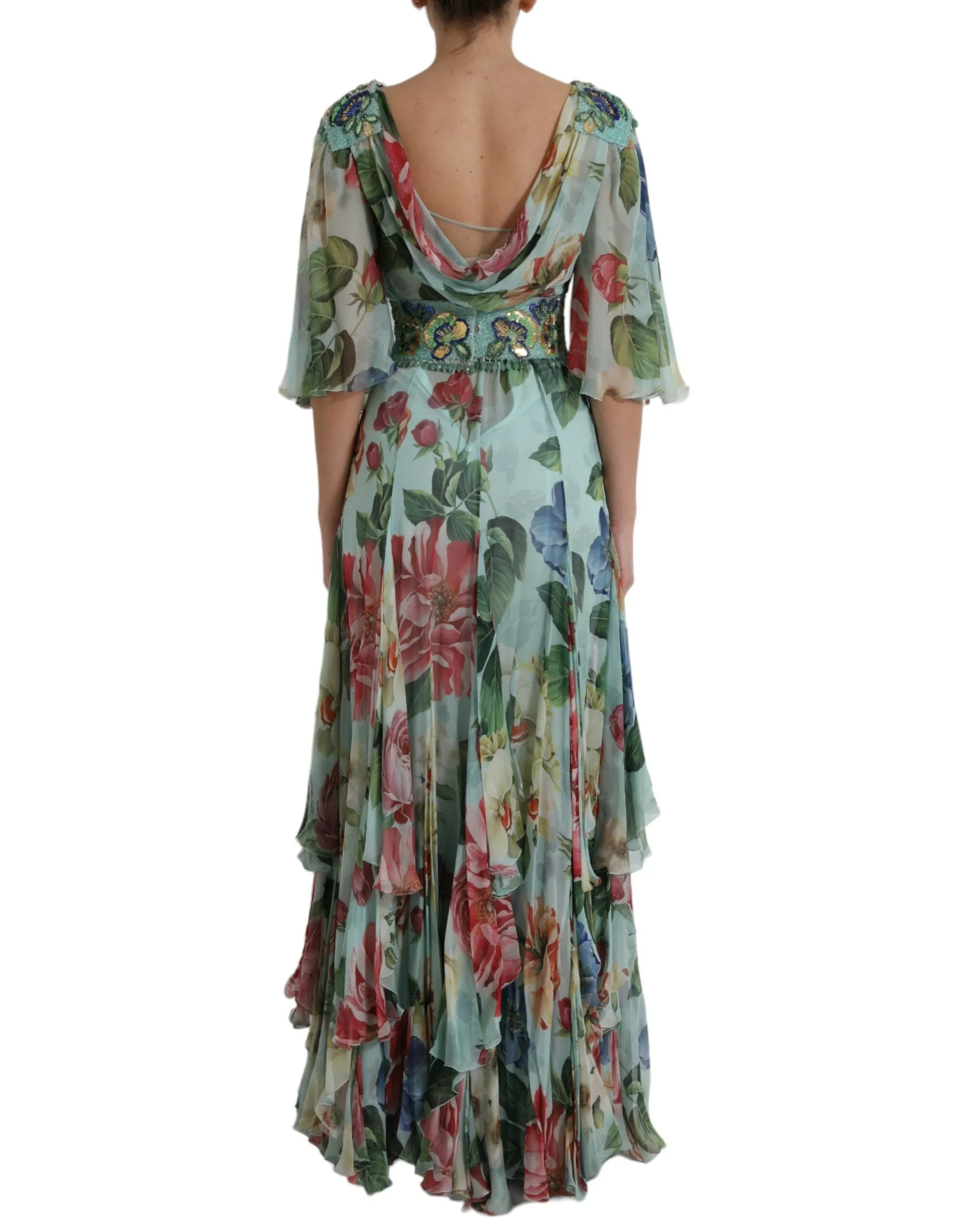 Blue Floral Print Tiered Long Maxi Dress sold by Lord & Taylor product image thumbnail 3