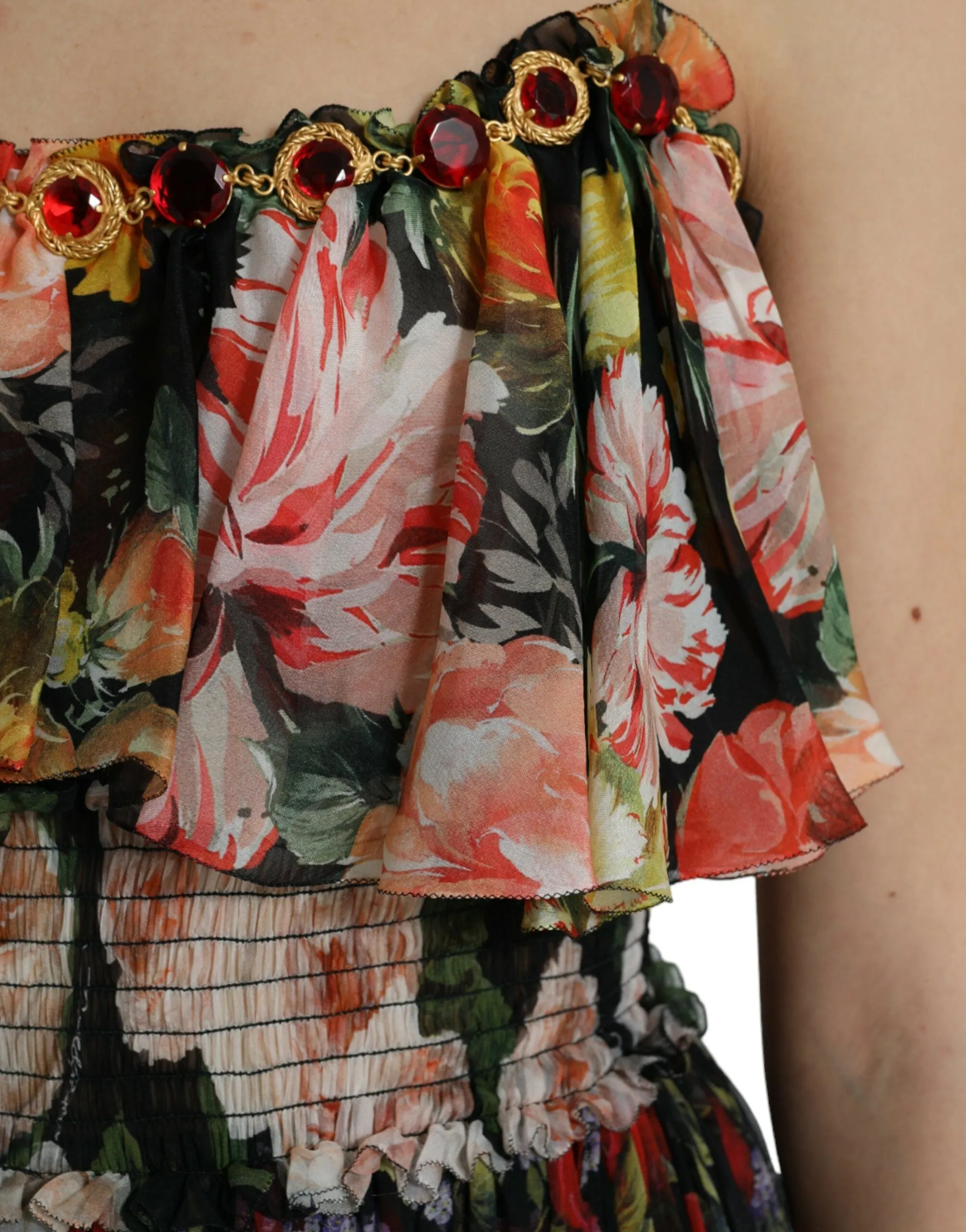 Multicolor Floral Chiffon Tiered Maxi Dress sold by Lord & Taylor product image thumbnail 5