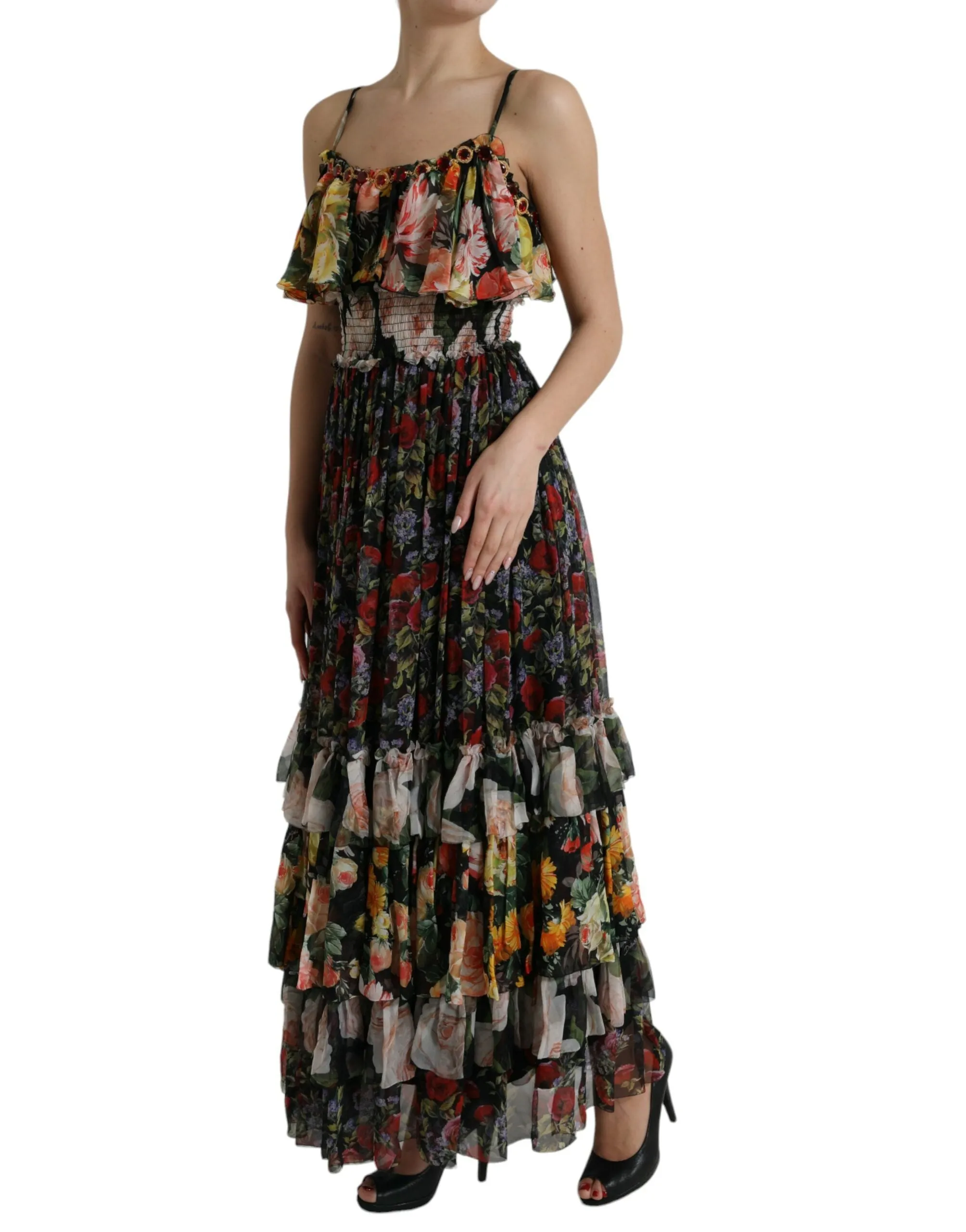Multicolor Floral Chiffon Tiered Maxi Dress sold by Lord & Taylor product image thumbnail 2