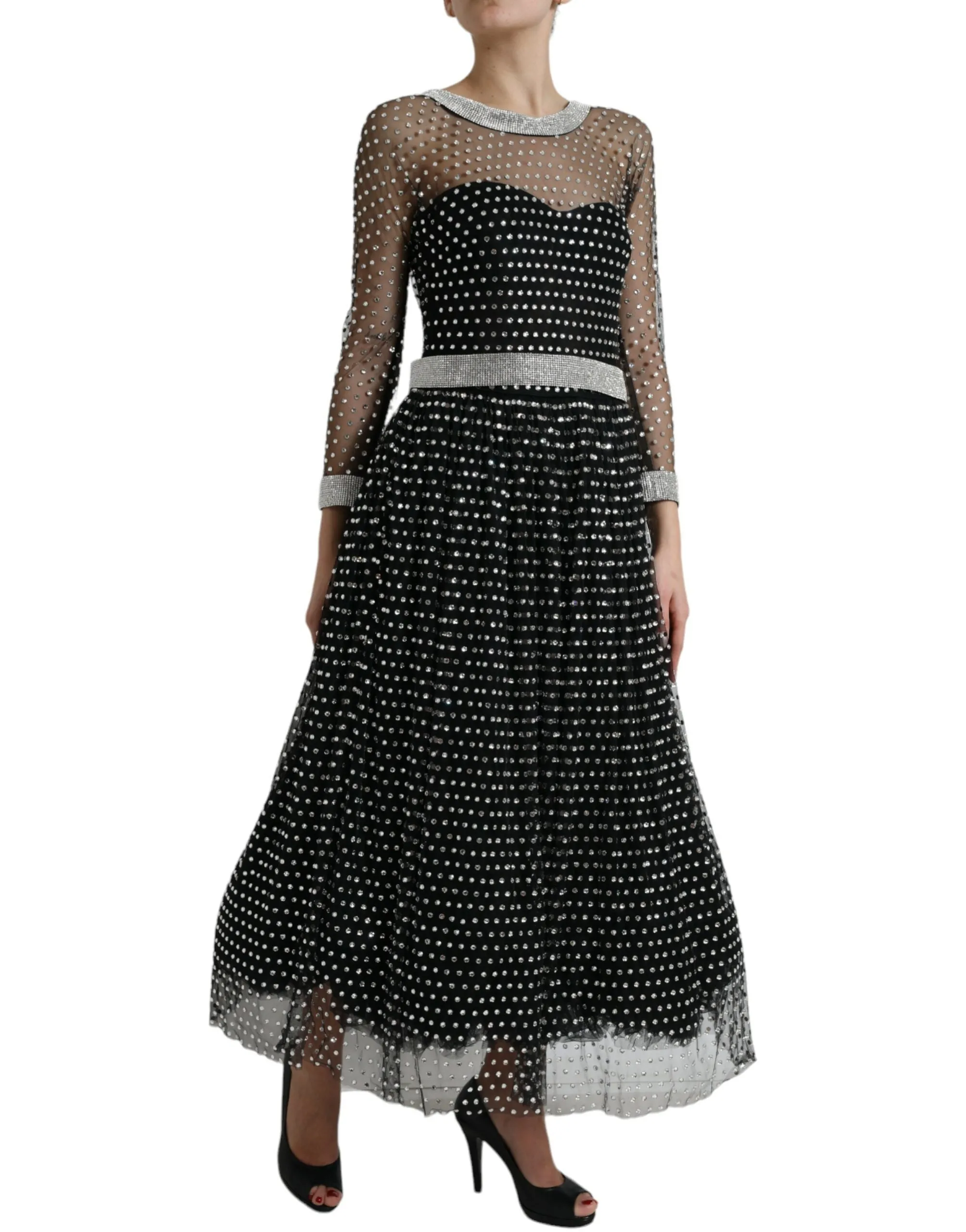 Black Crystal Embellished A-line Gown Dress sold by Lord & Taylor product image thumbnail 2