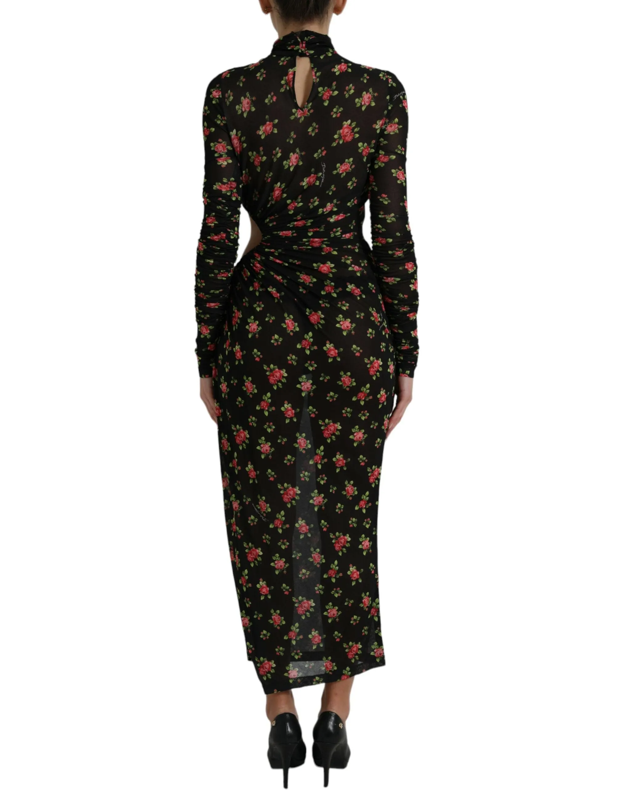 Black Floral Cut Out Sheath Long Maxi Dress sold by Lord & Taylor product image thumbnail 3