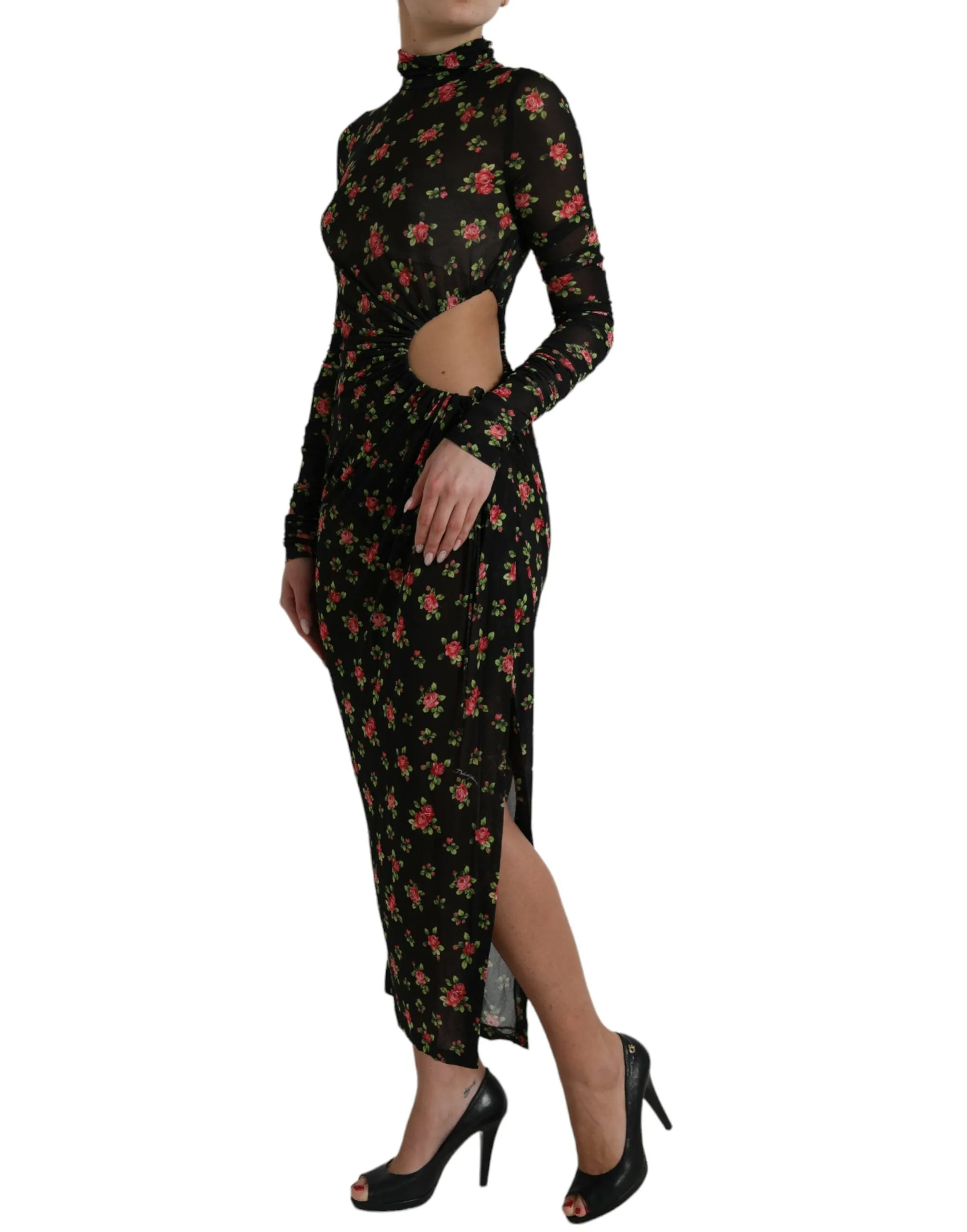 Black Floral Cut Out Sheath Long Maxi Dress sold by Lord & Taylor product image thumbnail 2