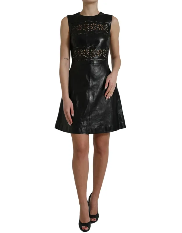 Shiny Black Nylon Cut Out A-line Mini Dress sold by Lord & Taylor