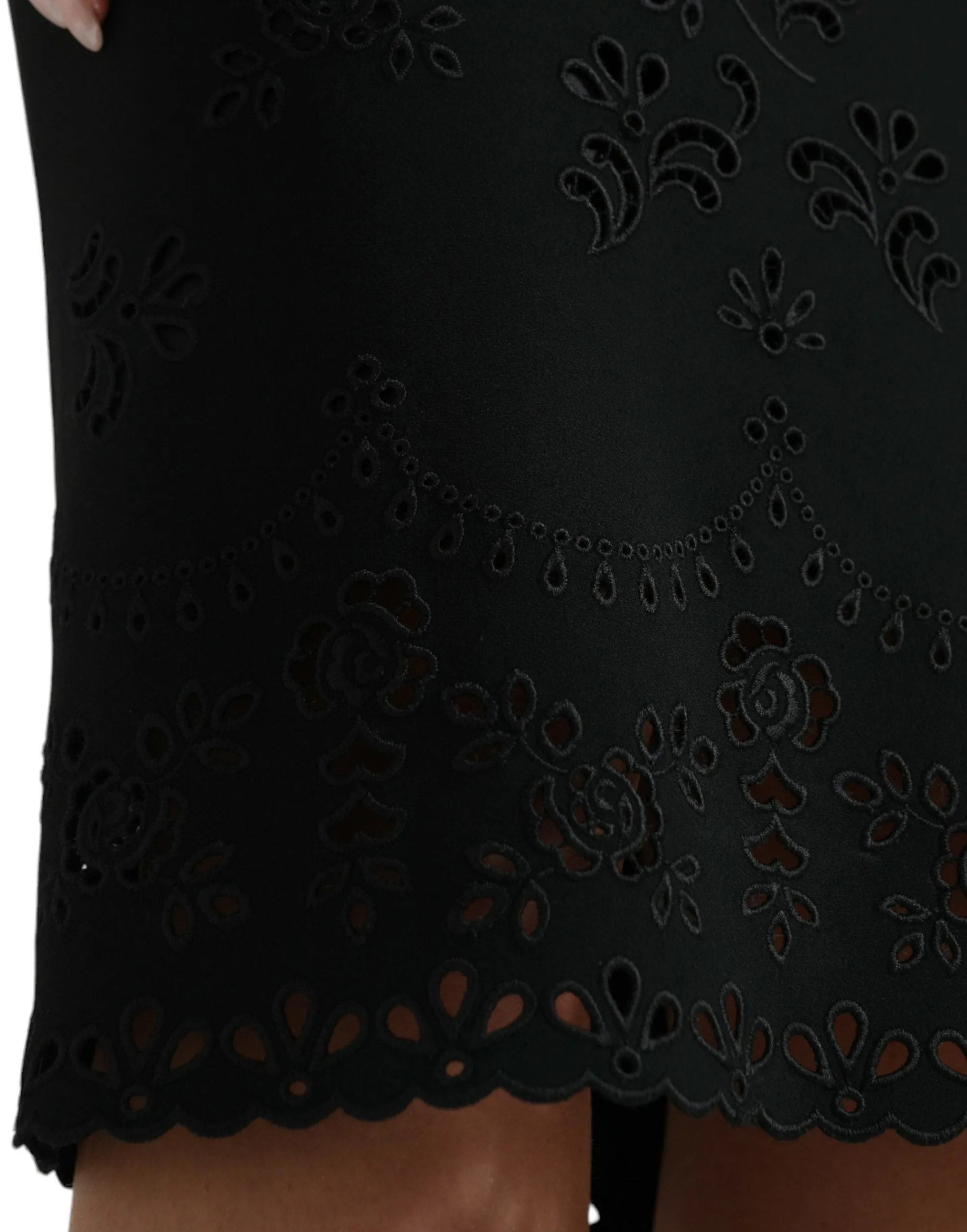 Black Floral Lace Viscose Bodycon Midi Dress sold by Lord & Taylor product image thumbnail 5