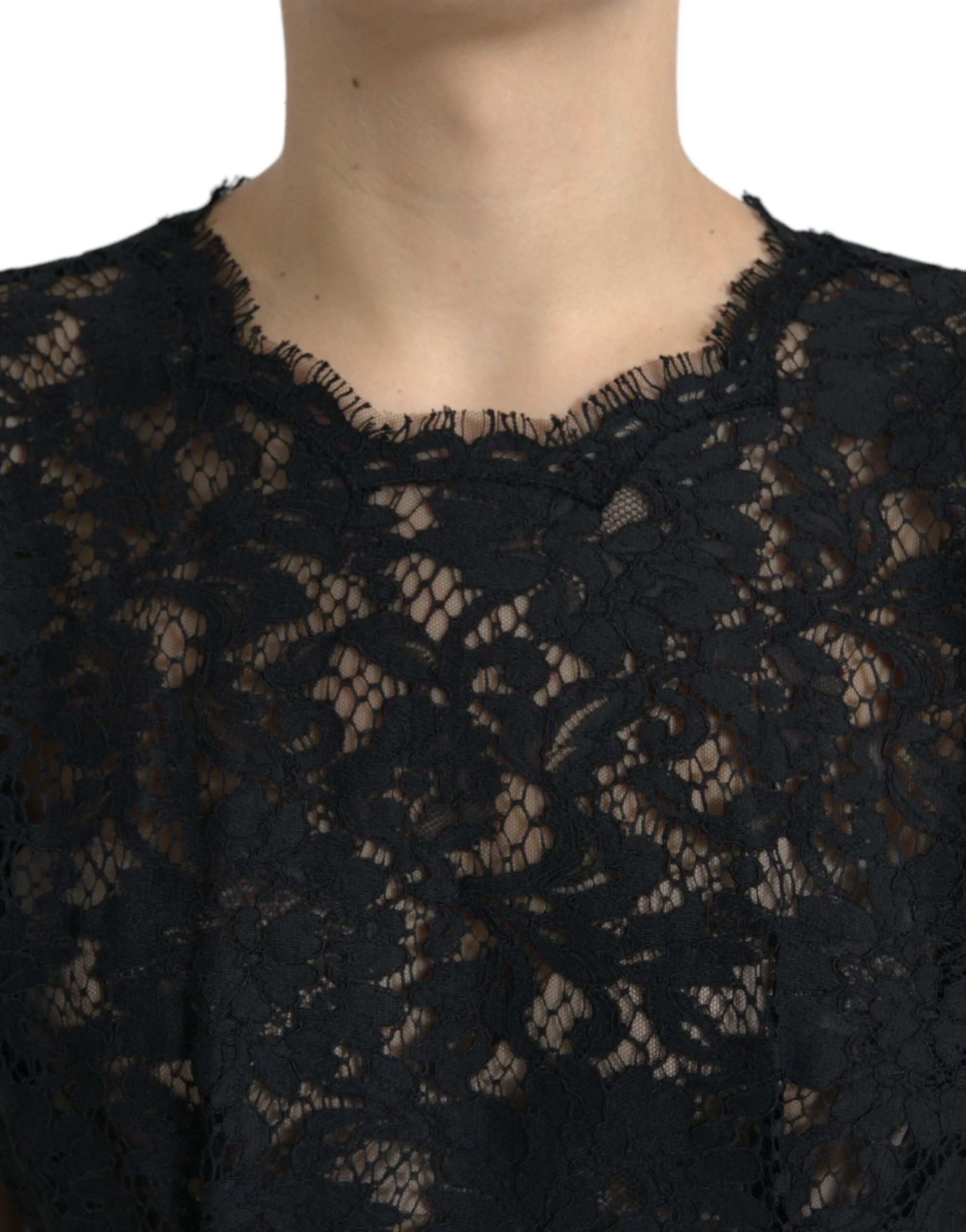 Black Floral Lace Cotton A-line Mini Dress sold by Lord & Taylor product image thumbnail 4