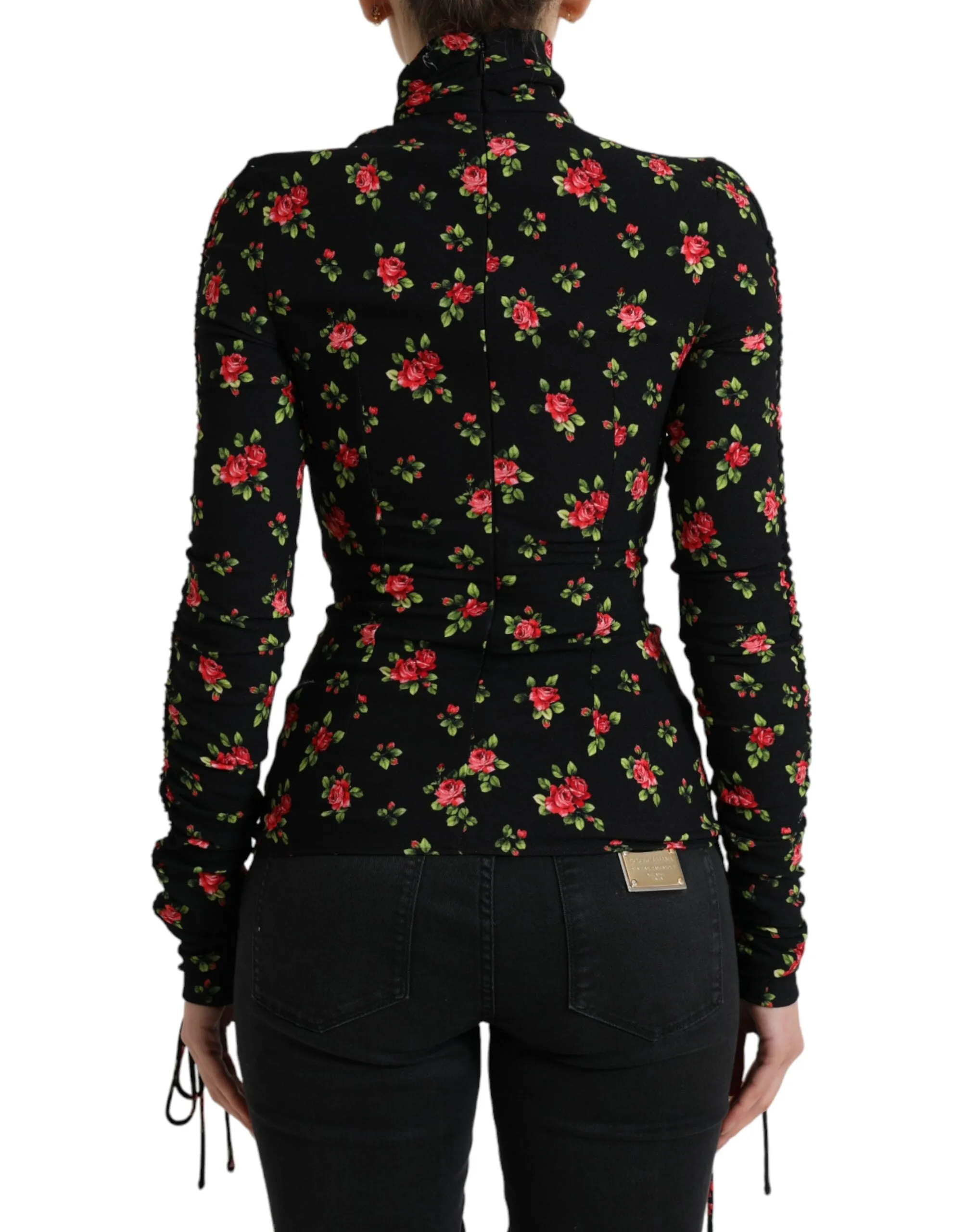 Black Rose Print Turtle Neck Blouse Top sold by Lord & Taylor product image thumbnail 3