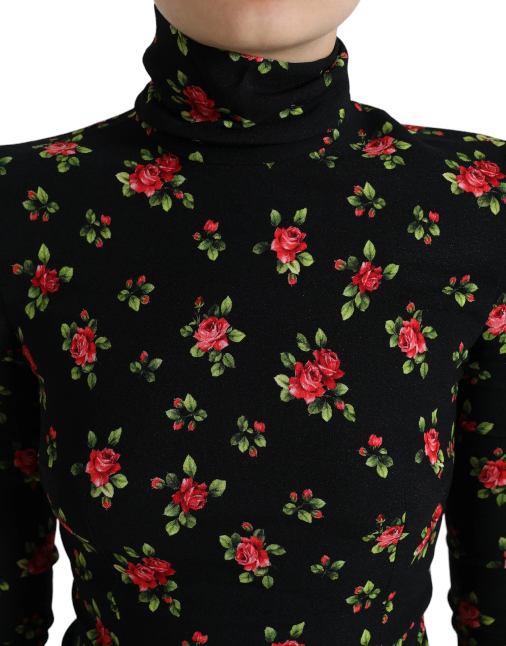 Black Rose Print Turtle Neck Blouse Top sold by Lord & Taylor product image thumbnail 4