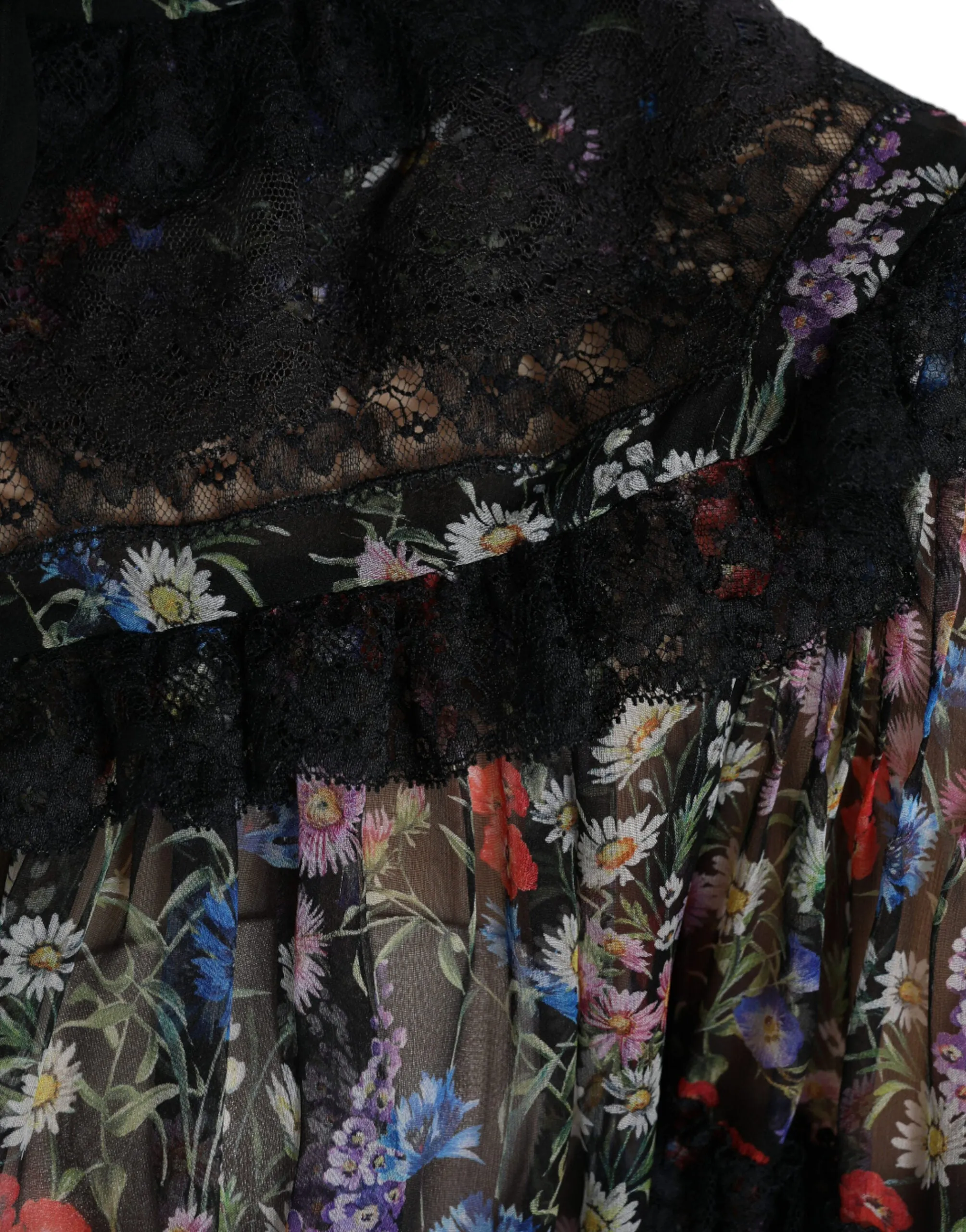 Black Floral Print Long Sleeves Blouse Top sold by Lord & Taylor product image thumbnail 5