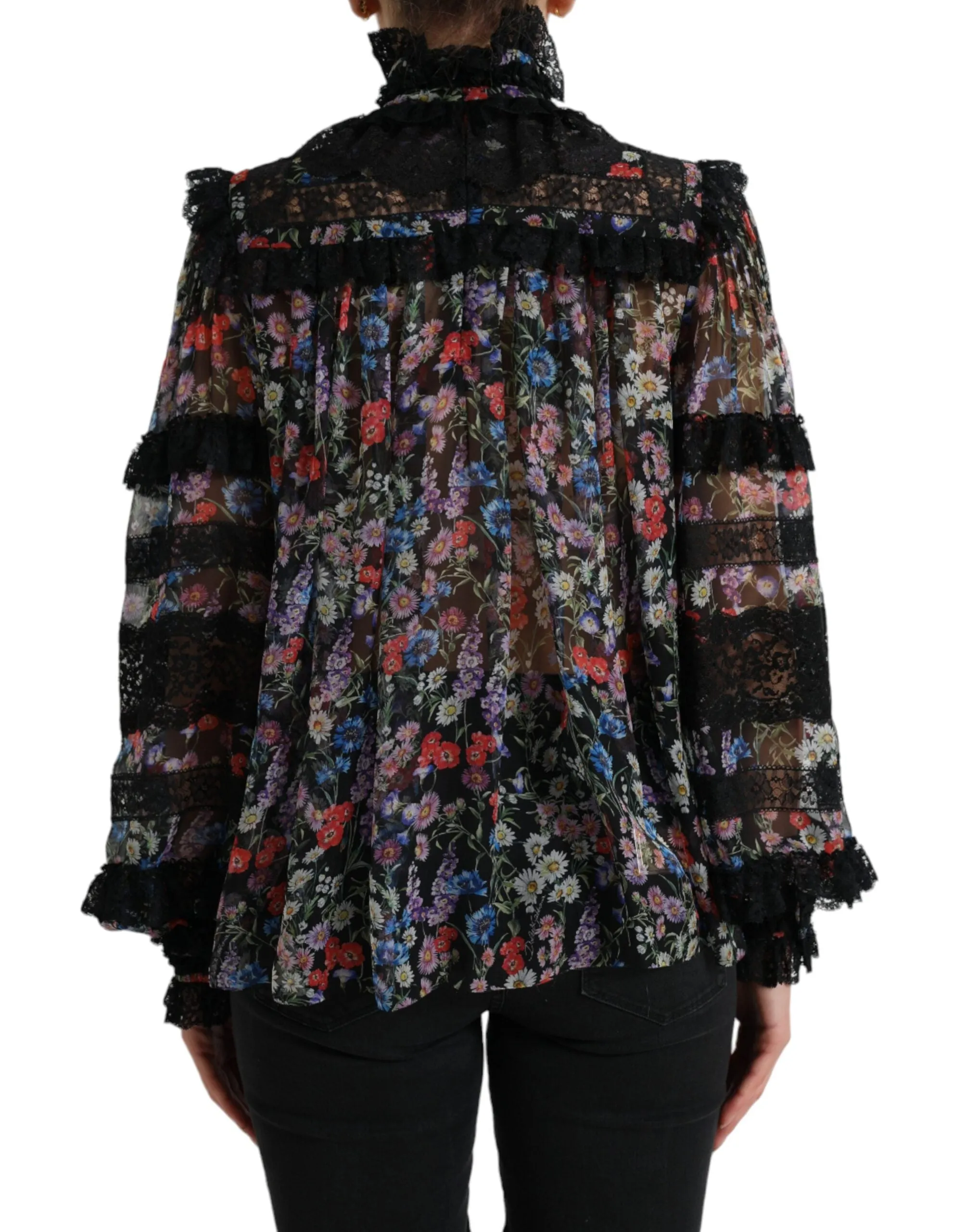 Black Floral Print Long Sleeves Blouse Top sold by Lord & Taylor product image thumbnail 3