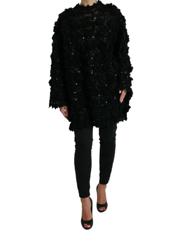 Black Sequined Embellished Pullover Sweater sold by Lord & Taylor