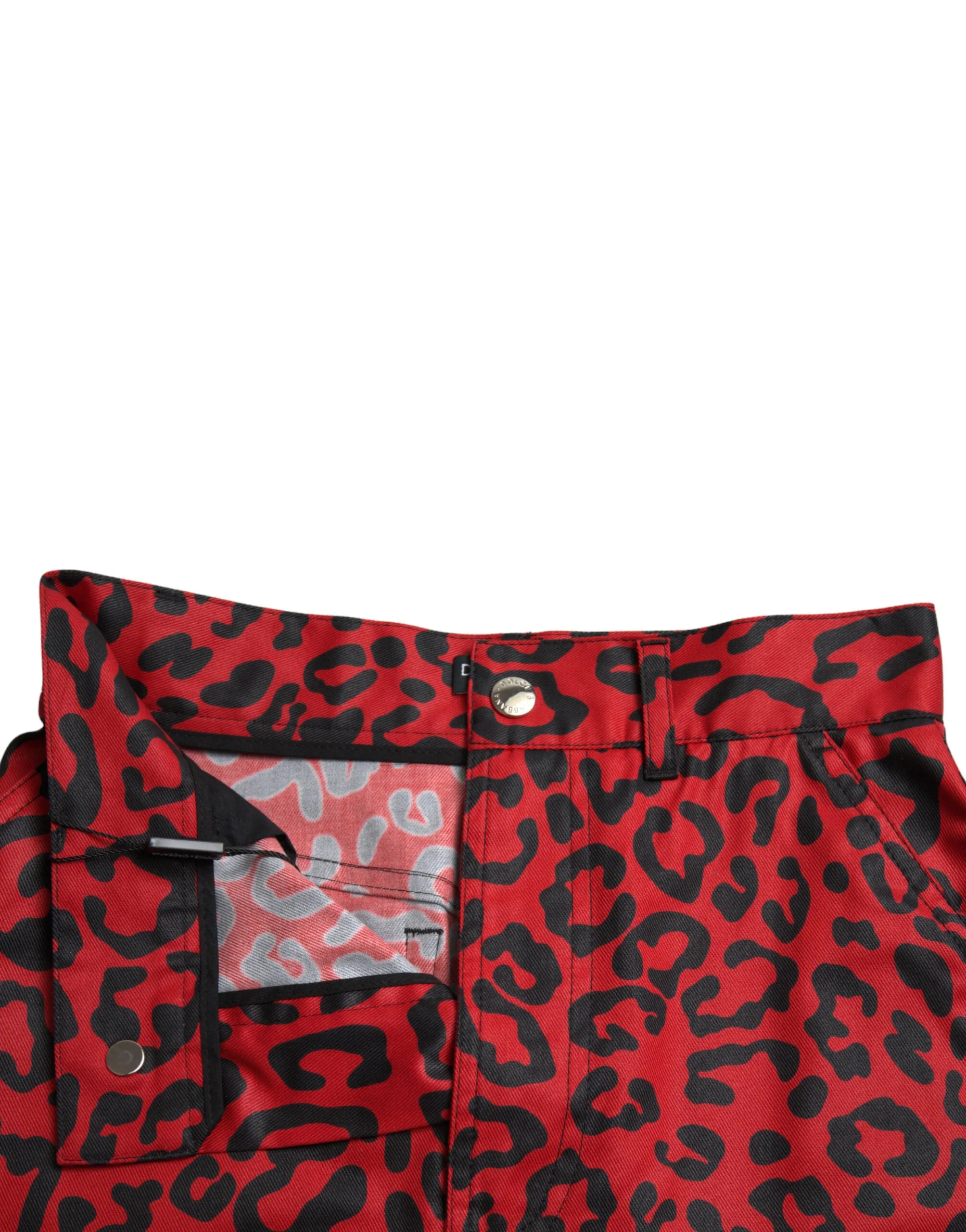 Red Leopard Print Cotton High Waist Mini Skirt sold by Lord & Taylor product image thumbnail 5