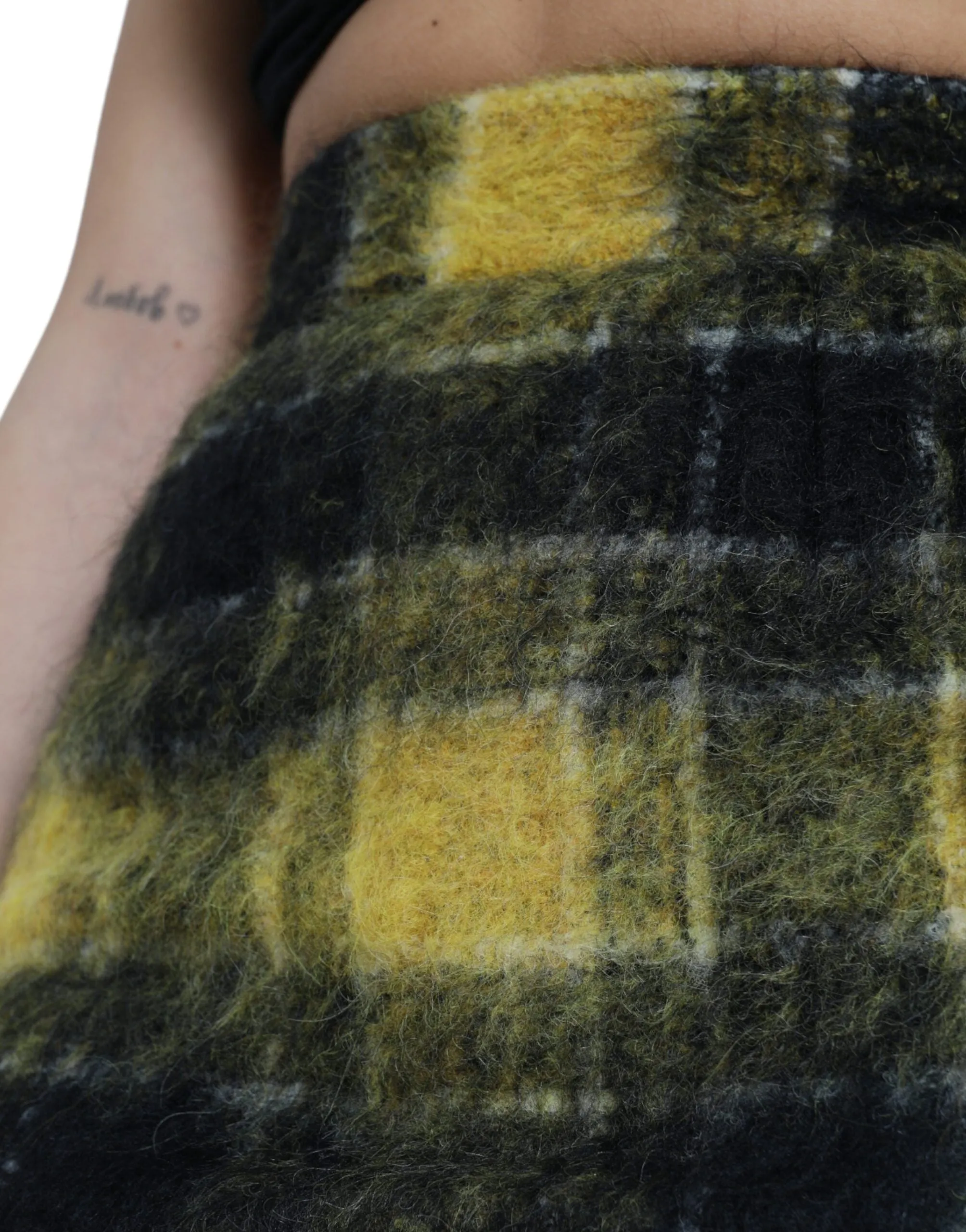 Yellow Black Brushed Checked Wool Pencil Cut Skirt sold by Lord & Taylor product image thumbnail 4
