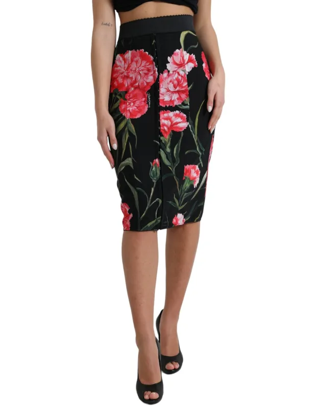 Black Carnation Pencil Cut Knee Length Skirt sold by Lord & Taylor