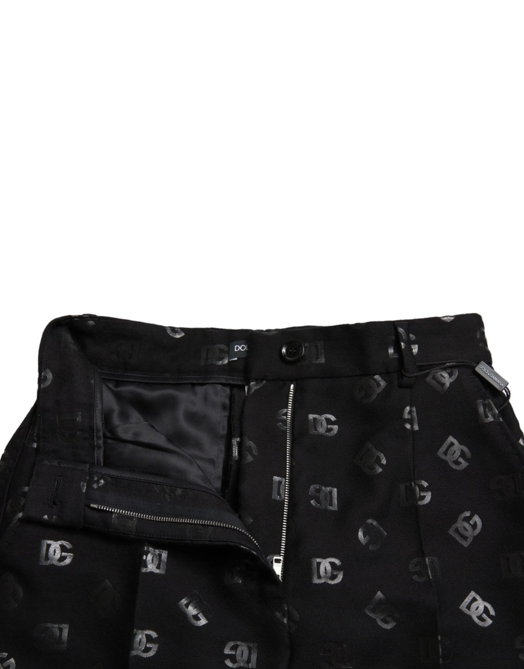 Black Wool DG Logo High Waist Straight Pants sold by Lord & Taylor product image thumbnail 5