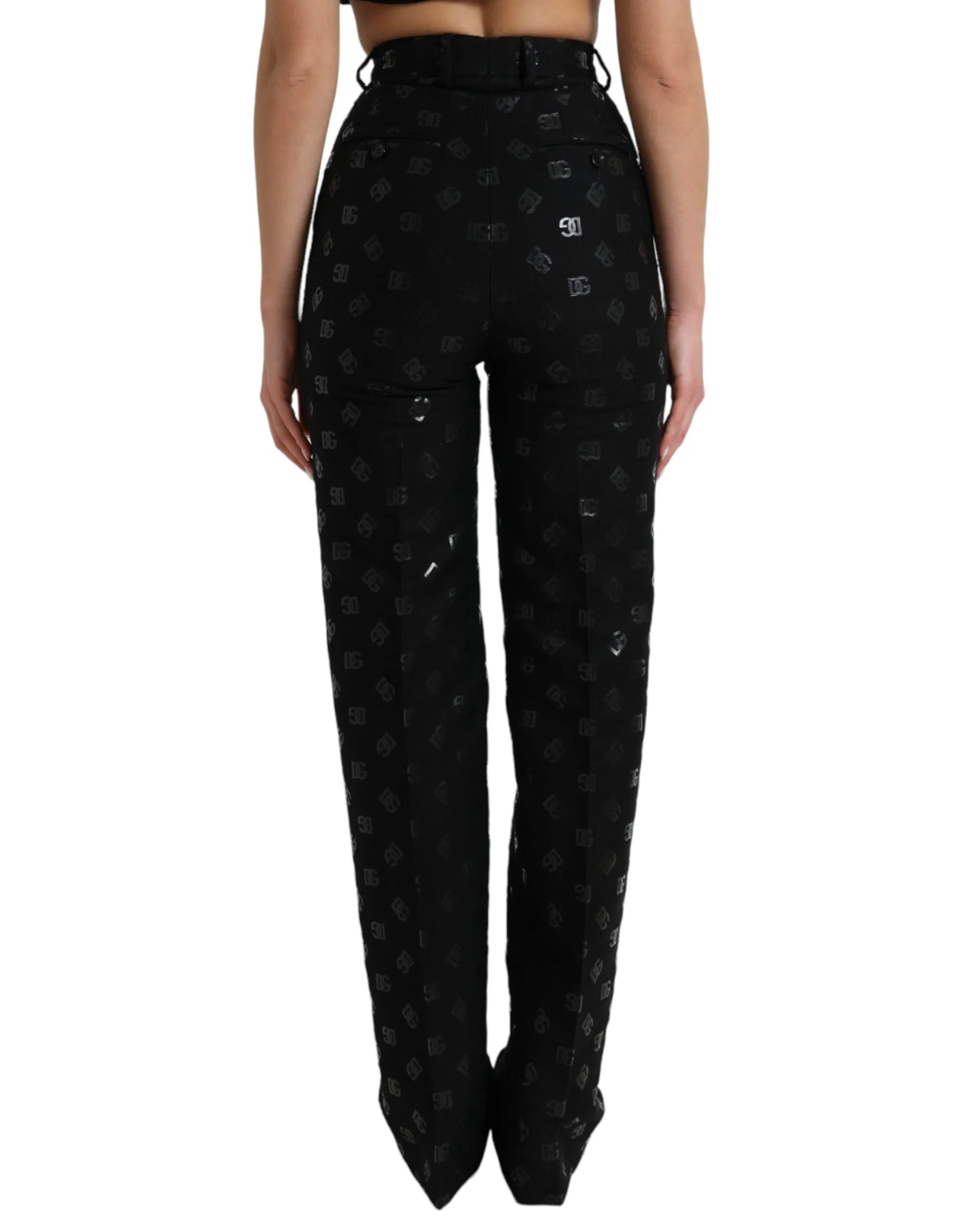Black Wool DG Logo High Waist Straight Pants sold by Lord & Taylor product image thumbnail 3