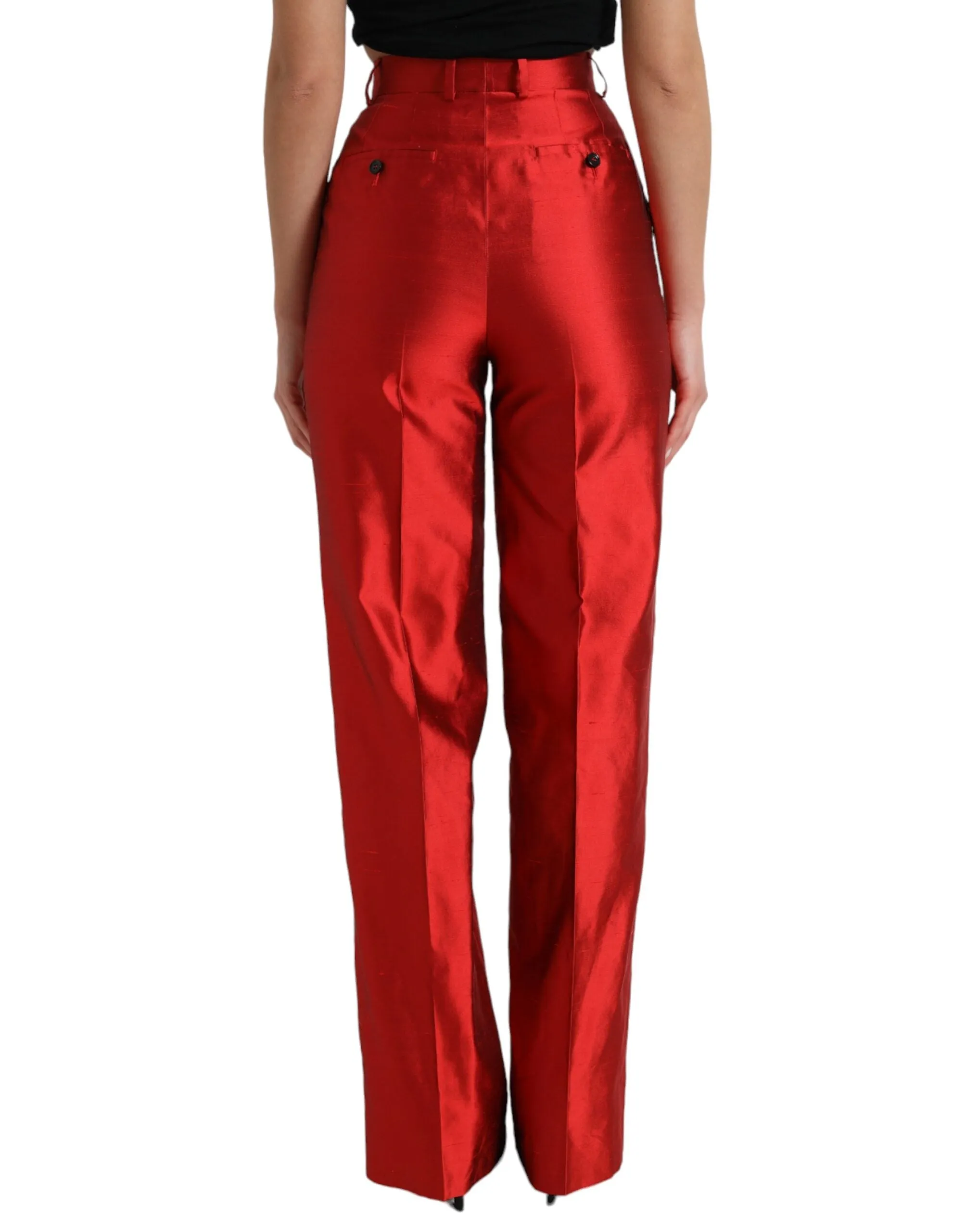 Red Satin Silk High Waist Wide Leg Pants sold by Lord & Taylor product image thumbnail 3