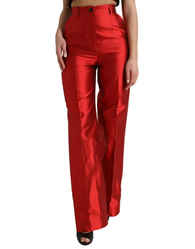Red Satin Silk High Waist Wide Leg Pants sold by Lord & Taylor
