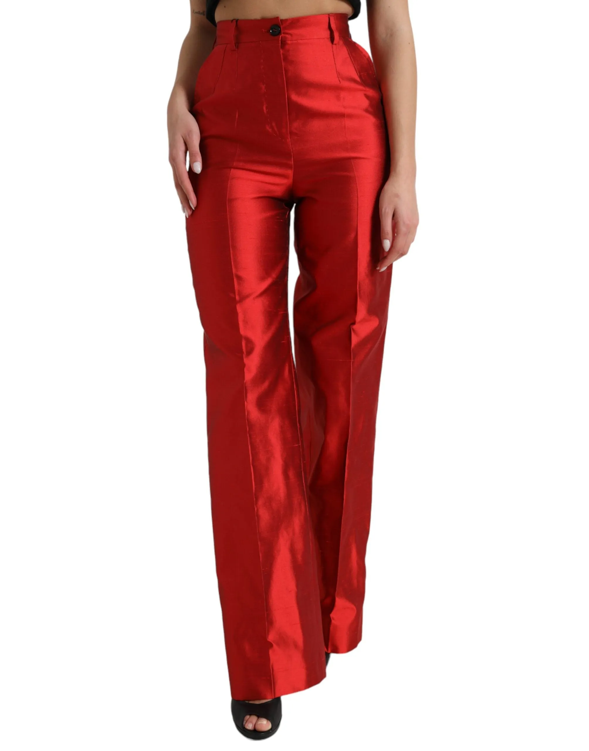 Red Satin Silk High Waist Wide Leg Pants sold by Lord & Taylor
