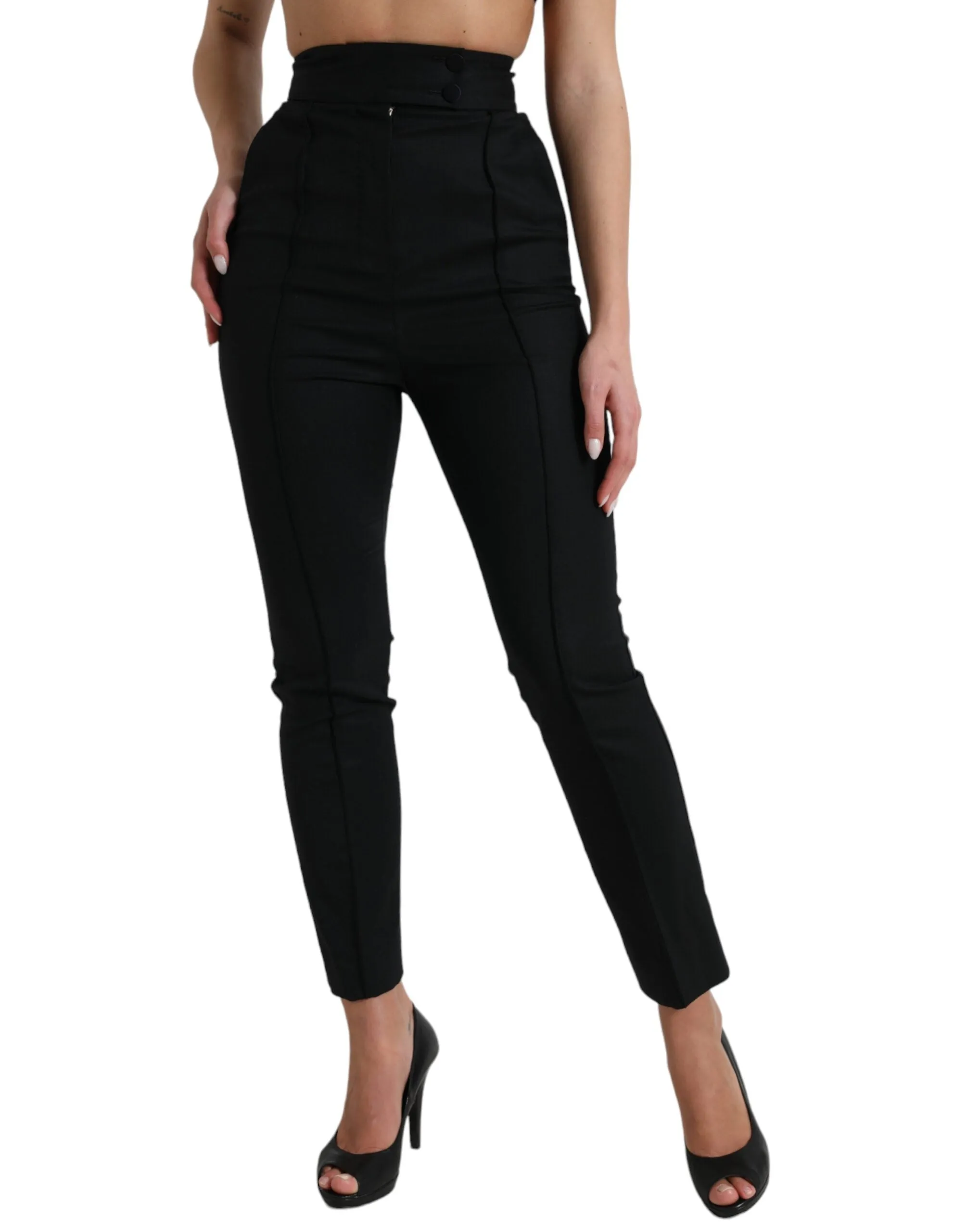 Black Wool High Waist Tapered Pants sold by Lord & Taylor product image thumbnail 2