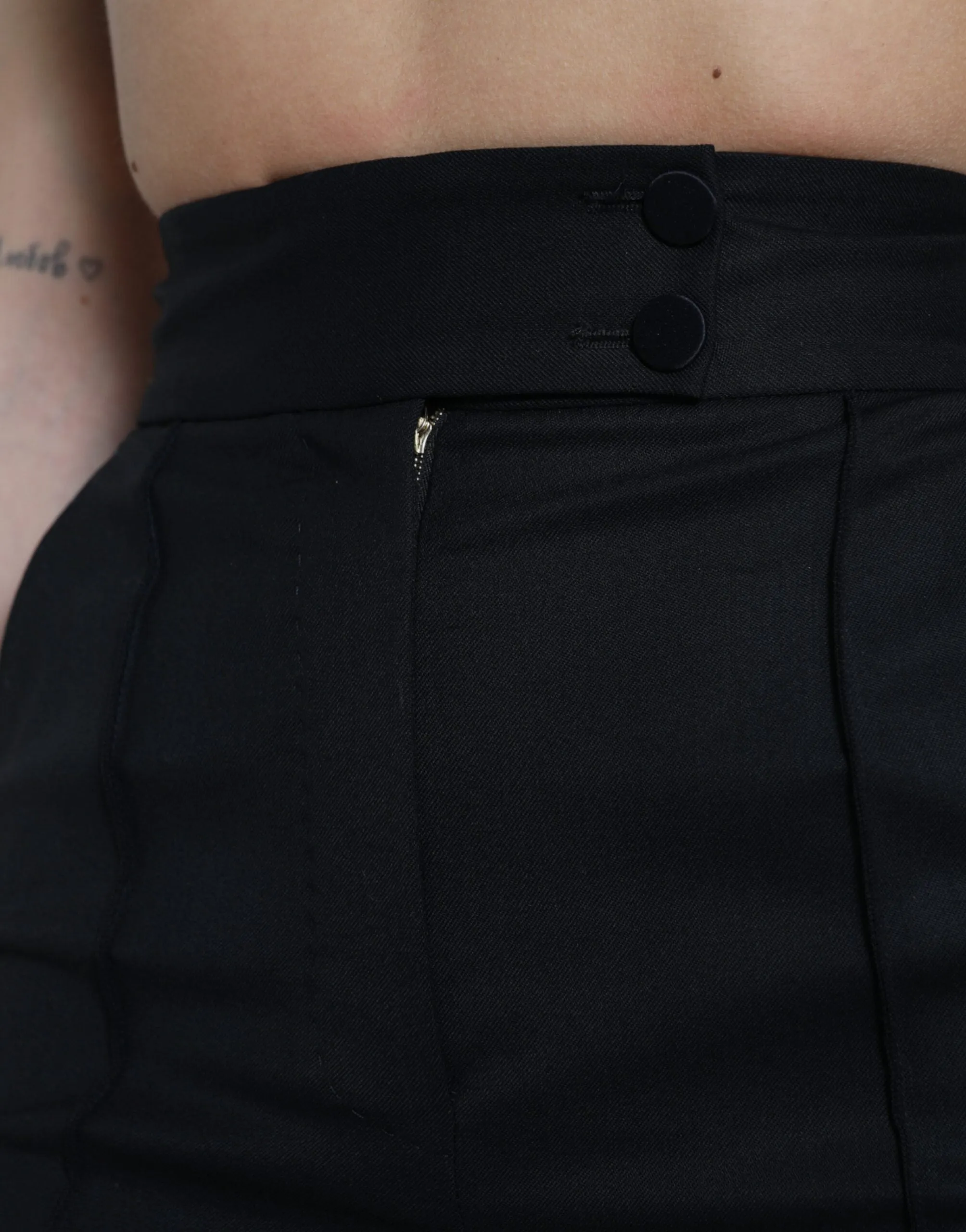 Black Wool High Waist Tapered Pants sold by Lord & Taylor product image thumbnail 4