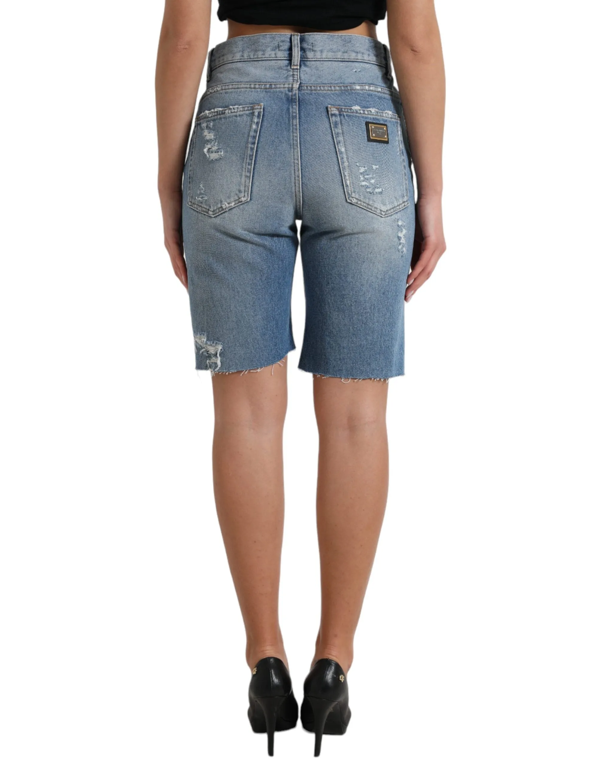 Blue Tattered Embellished Bermuda Shorts sold by Lord & Taylor product image thumbnail 3