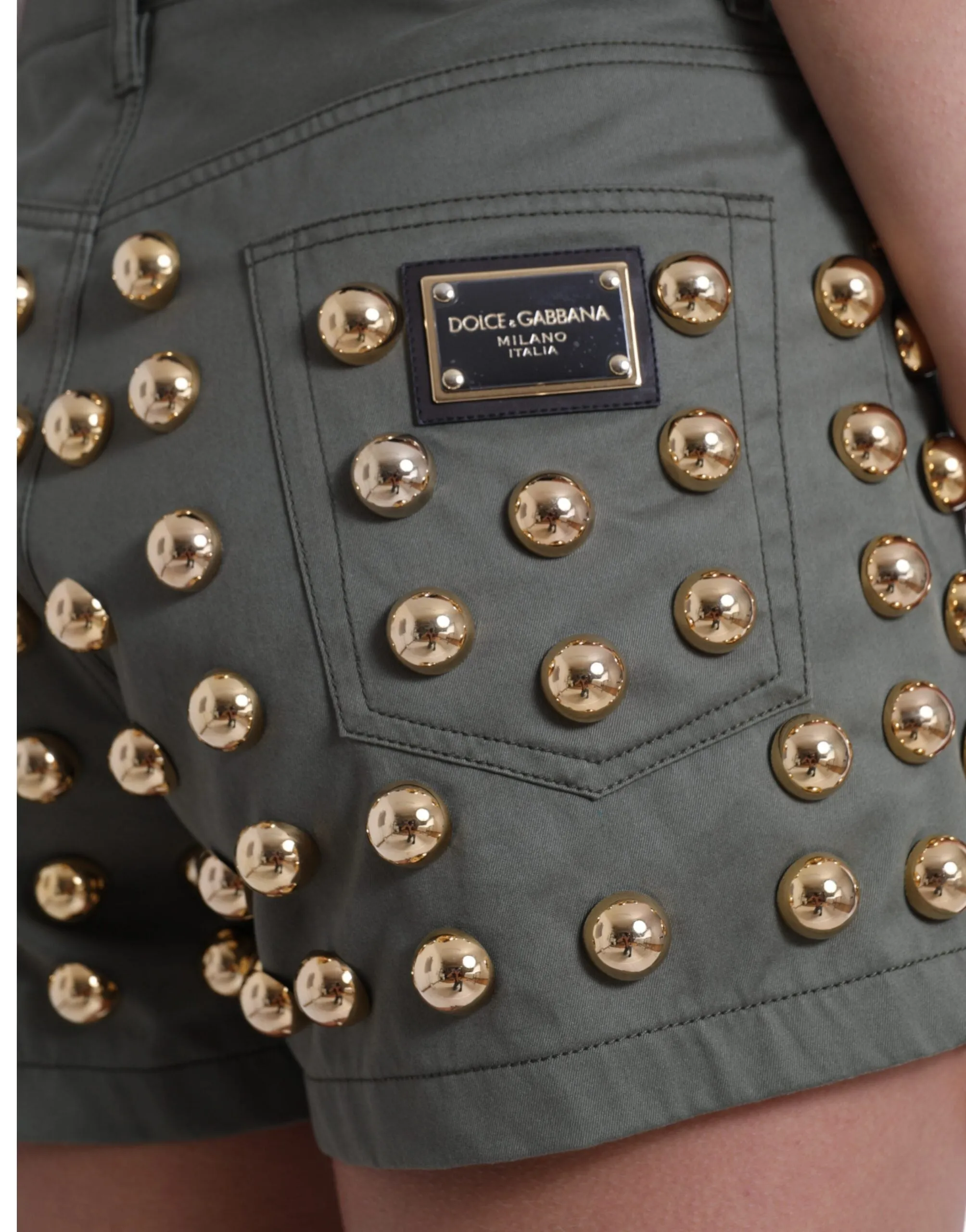 Green Embellished Cotton High Waist Hot Pants Shorts sold by Lord & Taylor product image thumbnail 5