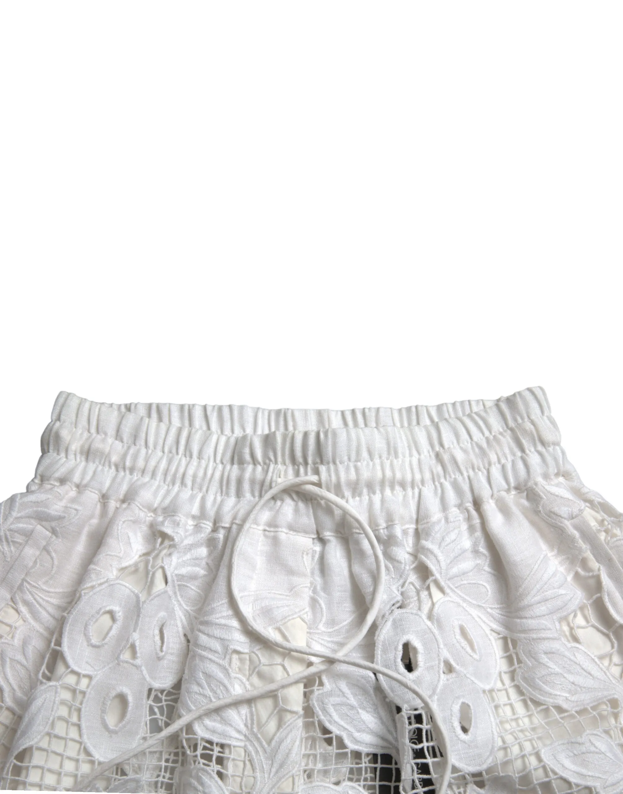 White Cotton Cutout High Waist Bermuda Shorts sold by Lord & Taylor product image thumbnail 5