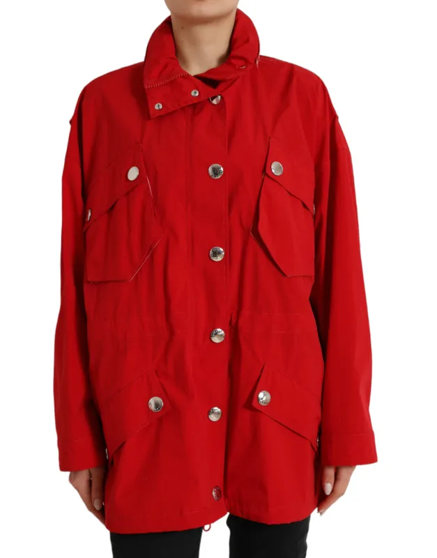 Red Polyester Hooded Button Rain Coat Jacket sold by Lord & Taylor