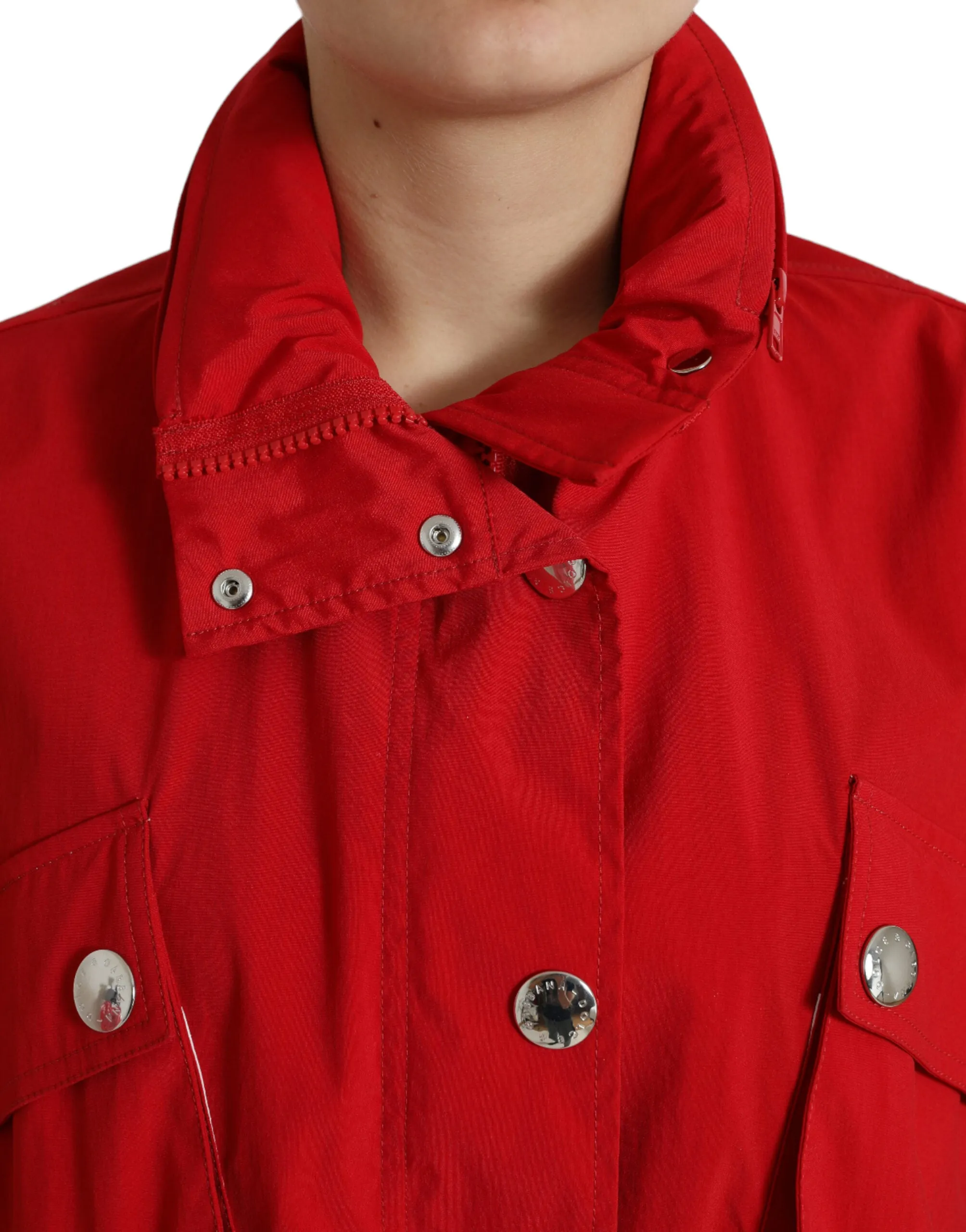 Red Polyester Hooded Button Rain Coat Jacket sold by Lord & Taylor product image thumbnail 3